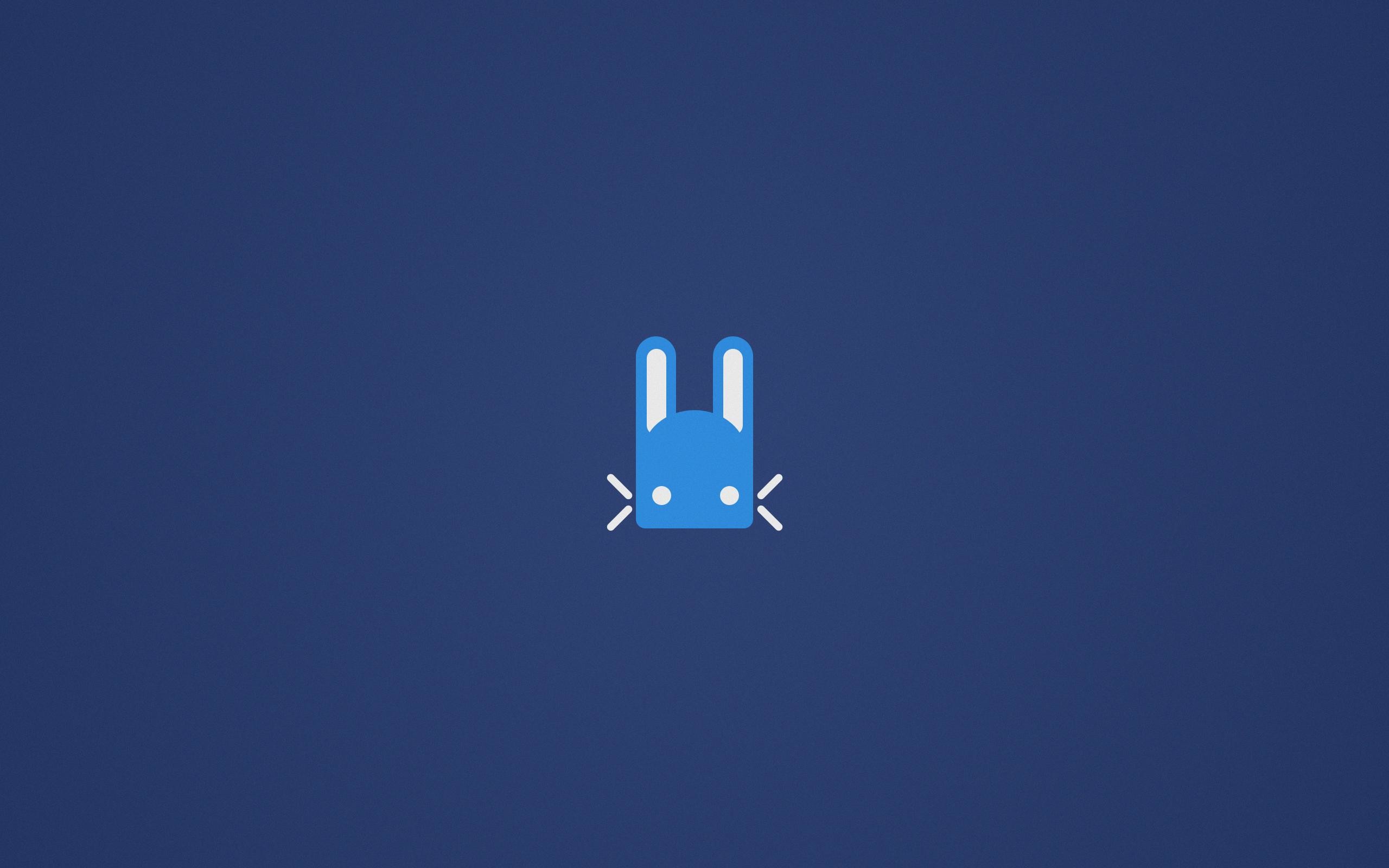 Logo minimalista, Coniglio, Sfondo blu, 16:10 2K, wallpaper widescreen