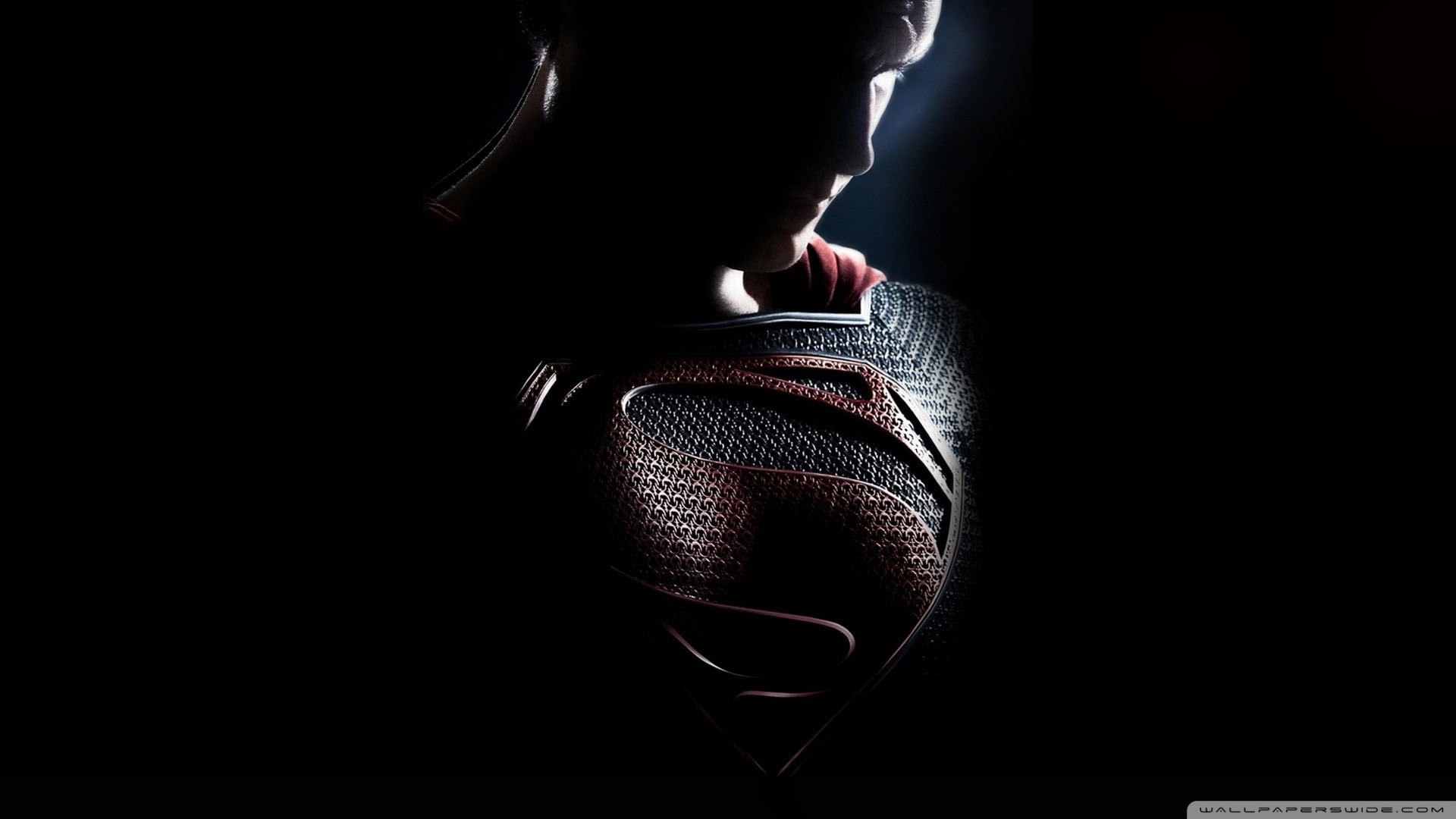 Superman, L'uomo d'acciaio, Logo di Superman, Ombra, Sfondo nero, wallpaper 1920x1080