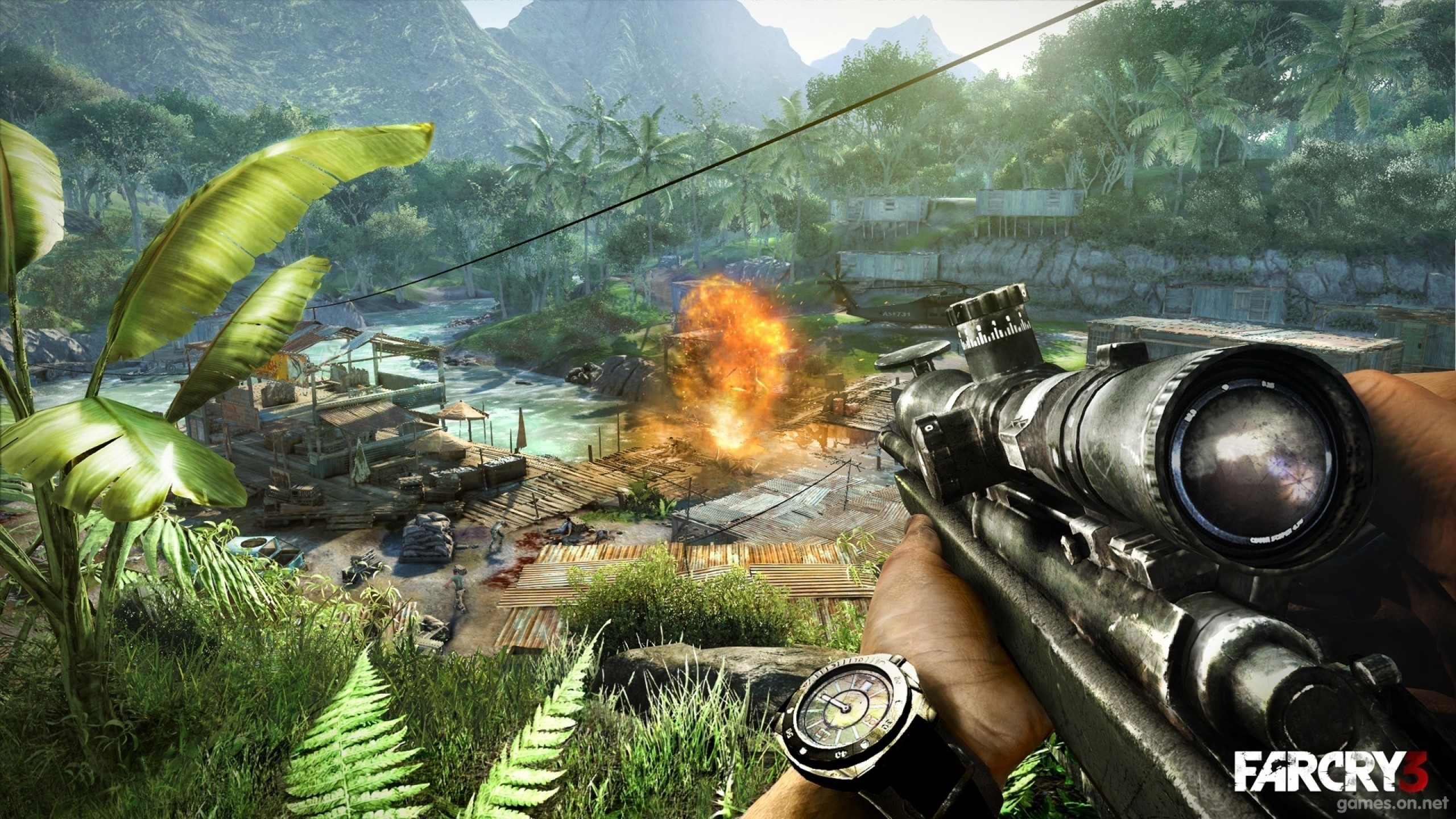 Far Cry 3, Fucile di precisione, Esplosione, Prima persona, 2K, sfondo desktop