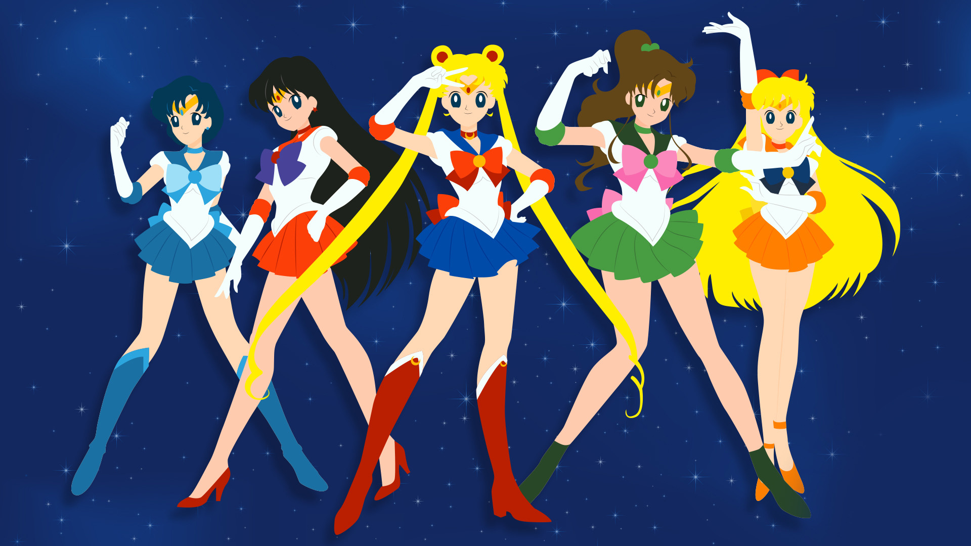 Sailor Moon, Sailor Mercury, Sailor Mars, Sailor Jupiter, Sailor Venus, Anime, sfondo desktop