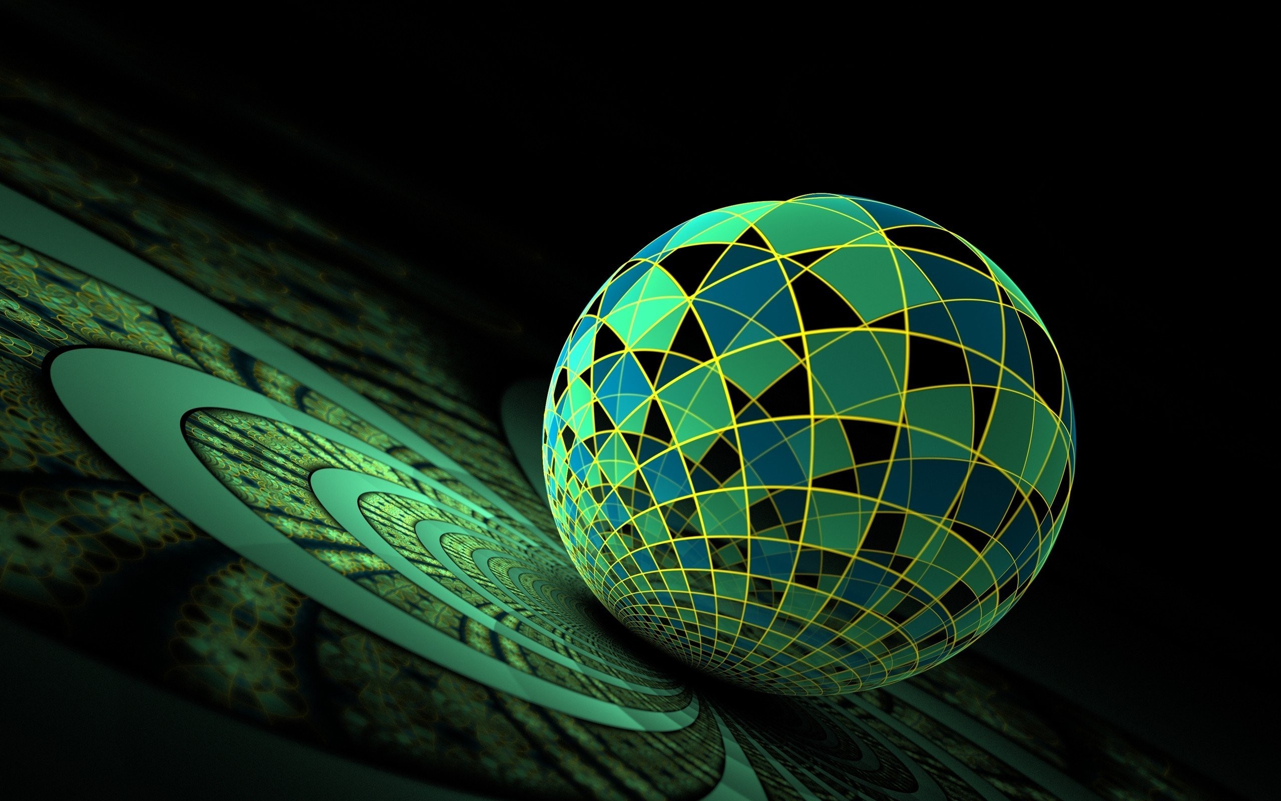 Sfera, Frattale, Verde, Astratto, 2K, immagine di sfondo PC