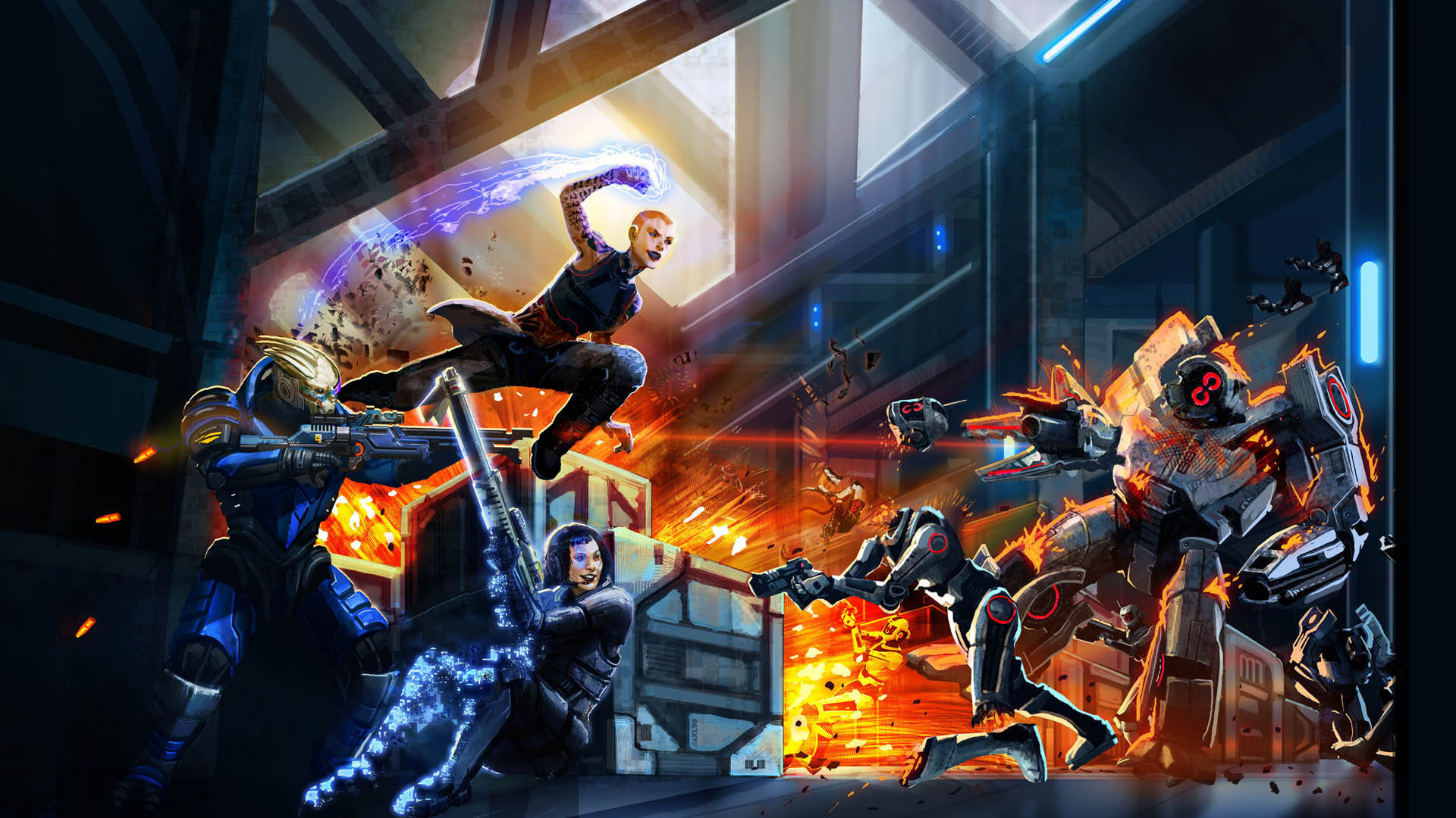 Mass Effect 2, Mass Effect, Battaglia, Squadra, Full HD, wallpaper per portatile