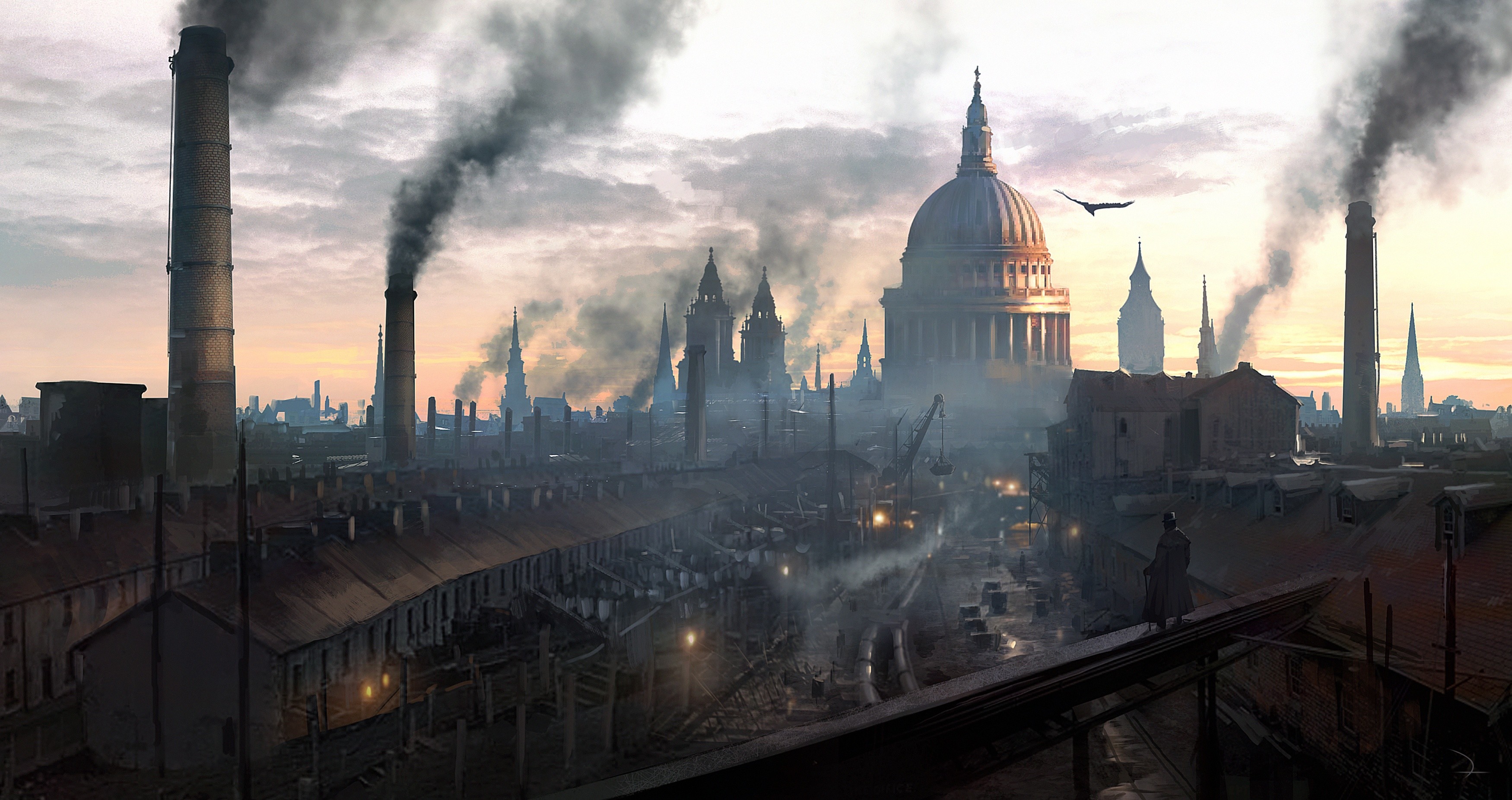 Assassin's Creed Syndicate, Cattedrale di San Paolo, Ciminiere, Fumo, Londra, sfondo 2K
