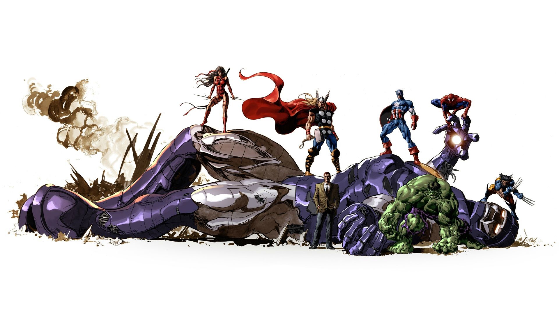 Avengers, Thor, Capitan America, Hulk, Iron Man, Sentinella, Marvel, sfondo desktop 1080p
