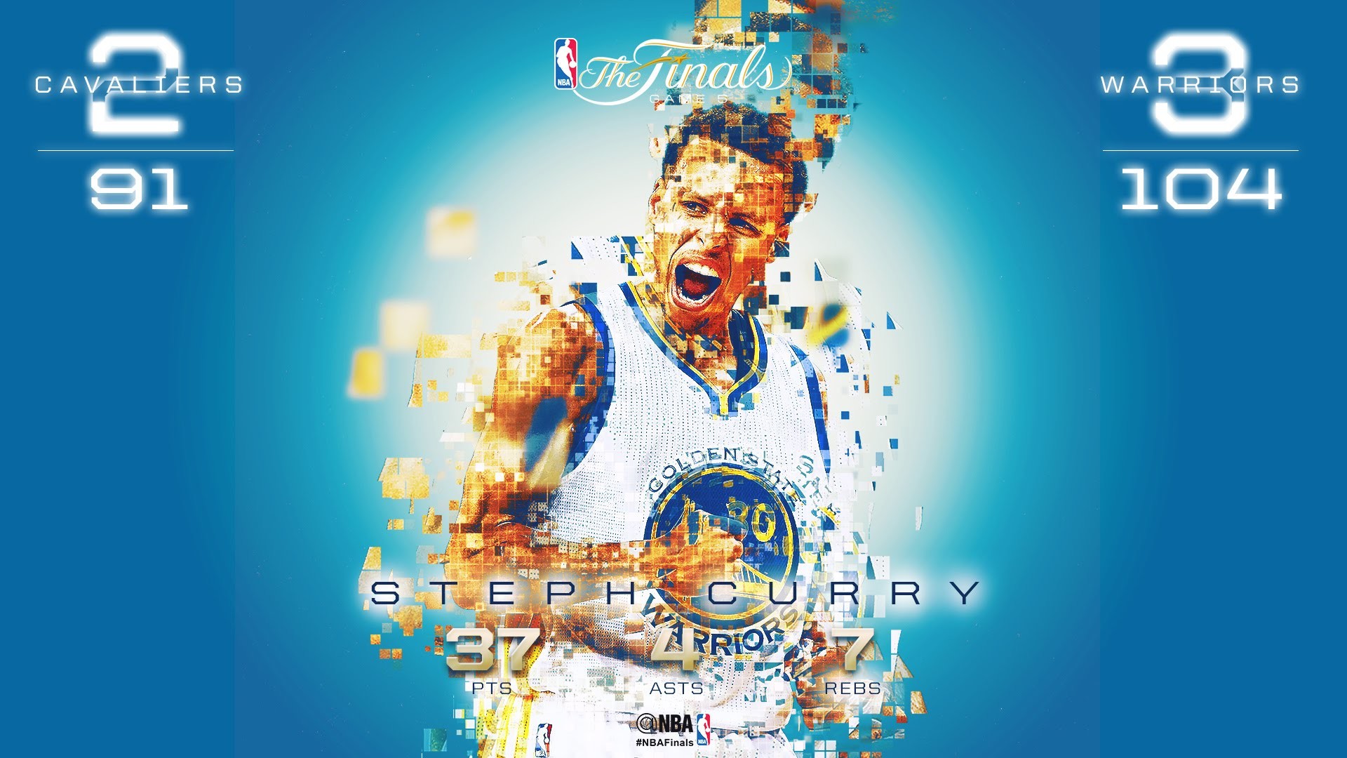 Stephen Curry, Finali NBA, Golden State Warriors, Pixel, Azzurro, wallpaper Windows 11