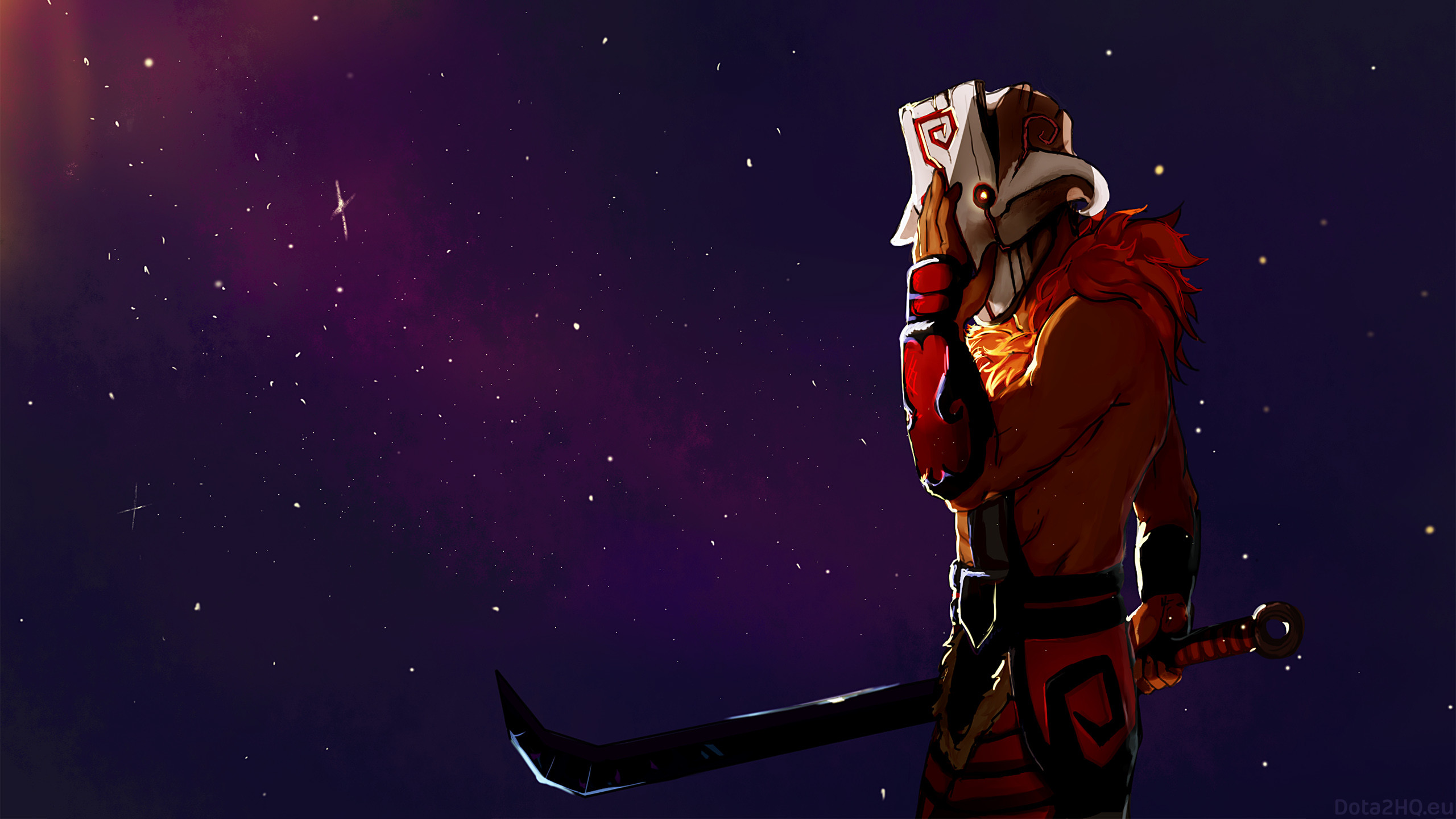 Juggernaut, Dota 2, Katana, Stelle, Viola, 2K, sfondo per PC