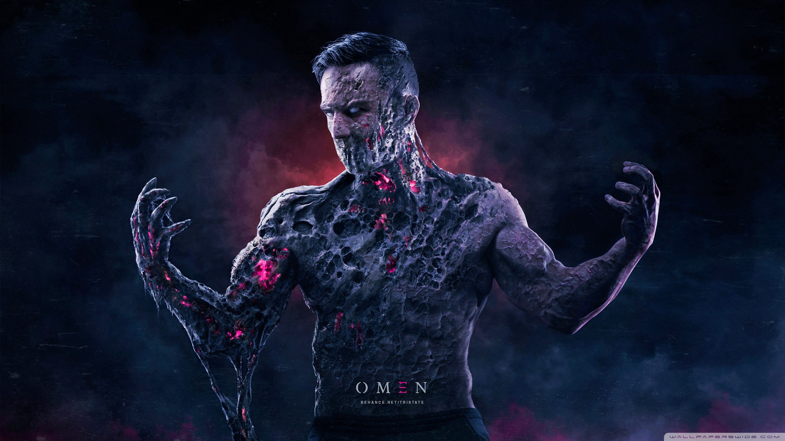 HP Omen, Omen, Figura demoniaca, Arte digitale, Sfondo scuro, 2560x1440, wallpaper desktop