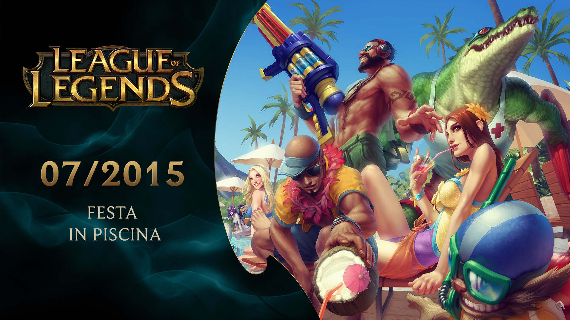 League of Legends, Pool Party, Festa in piscina, Draven, 16:9 Full HD, sfondo widescreen