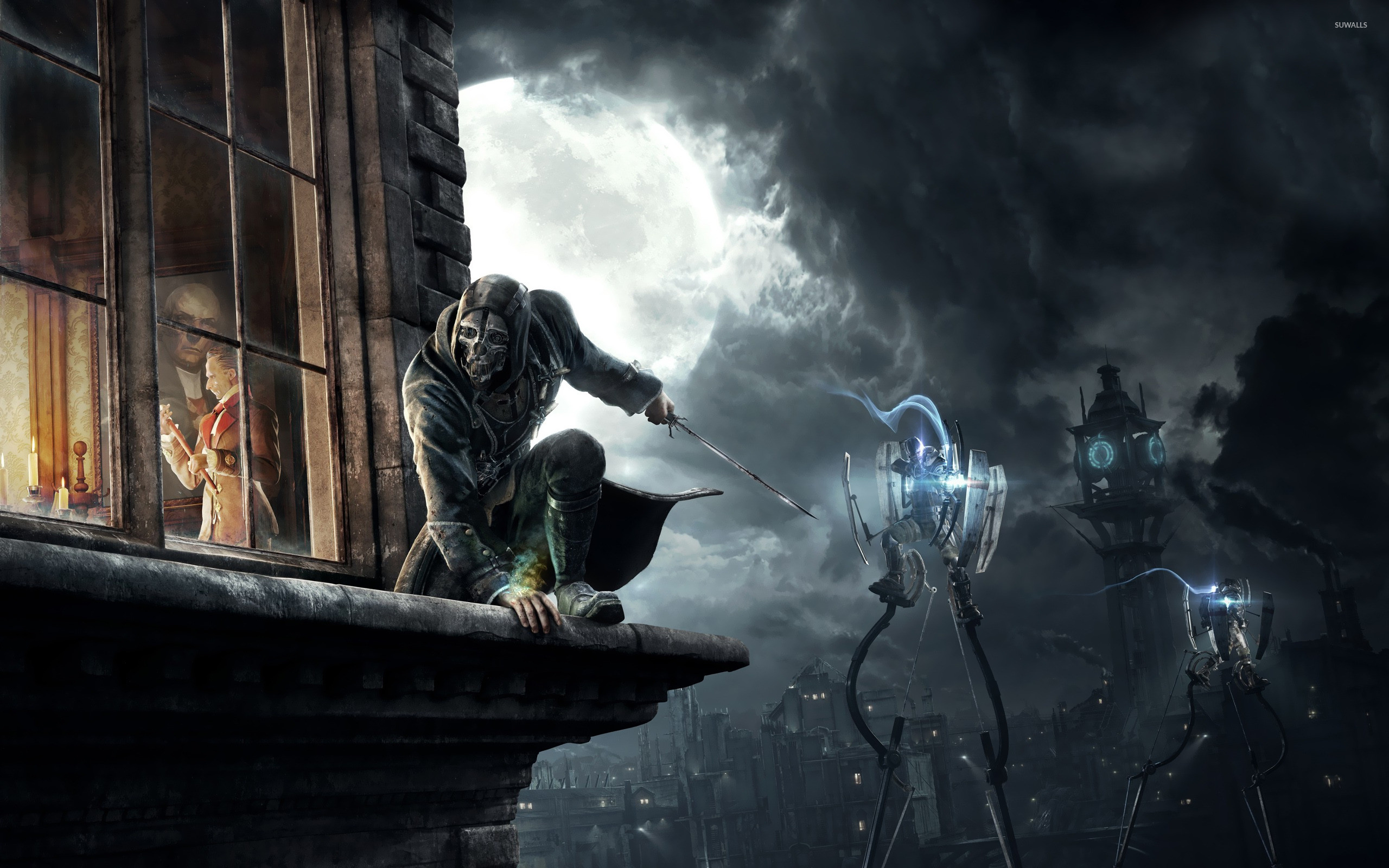 Corvo Attano, Dishonored, Tallboy, Notte, 2K 1600p, sfondo desktop