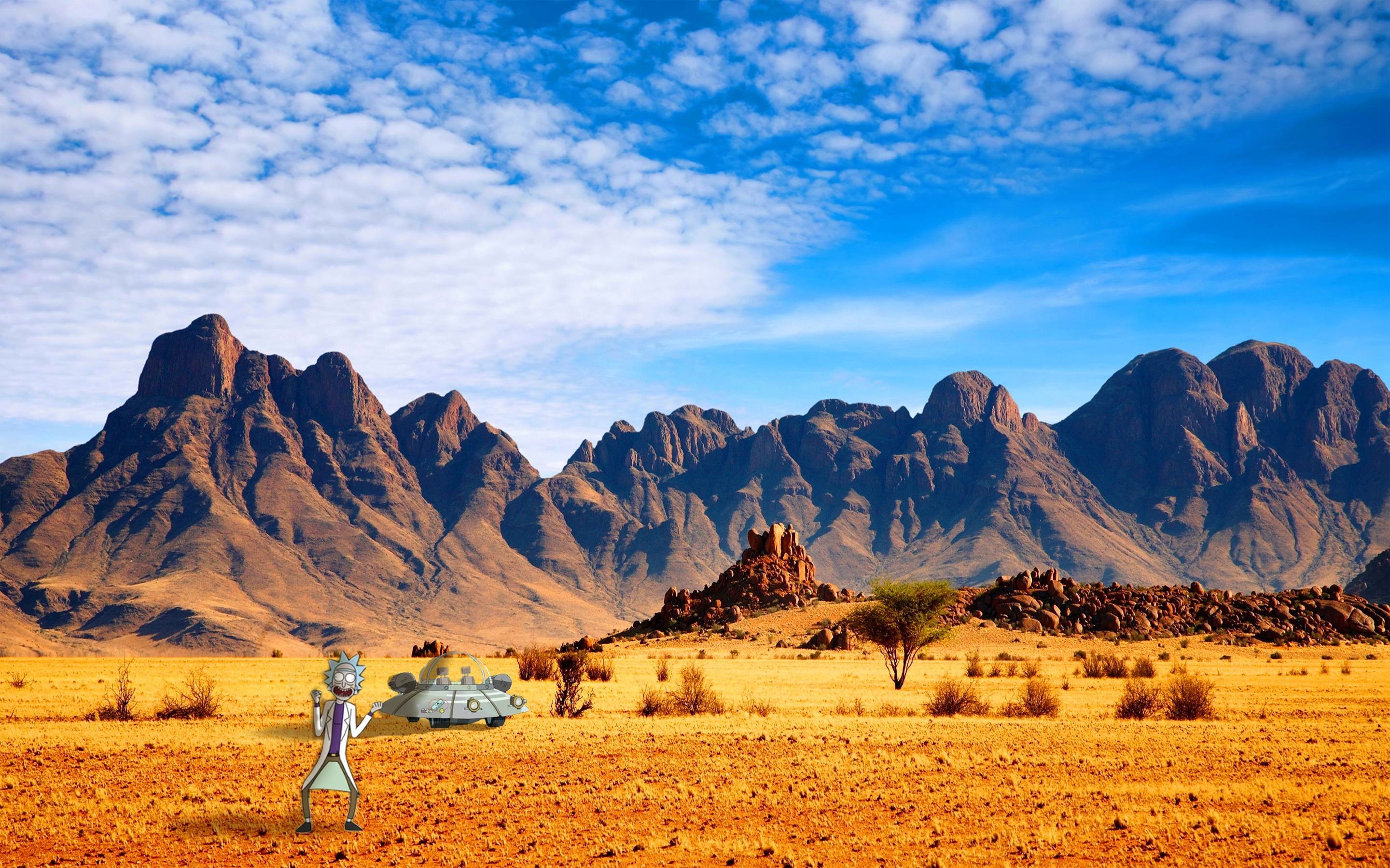 Rick Sanchez, Morty Smith, Deserto, Montagne, 2K, sfondo per PC e portatile