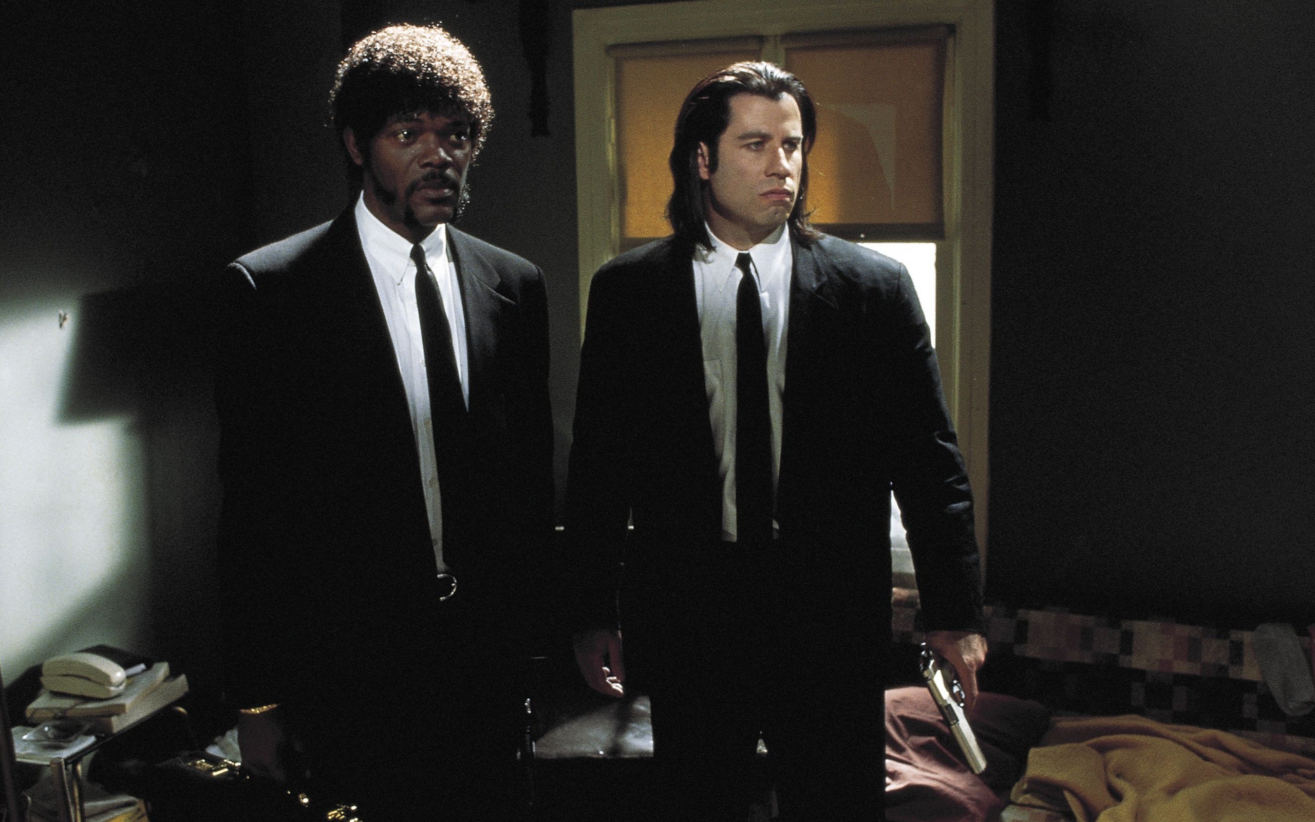 Pulp Fiction, Samuel L. Jackson, John Travolta, Jules Winnfield, Vincent Vega, sfondo 1600p