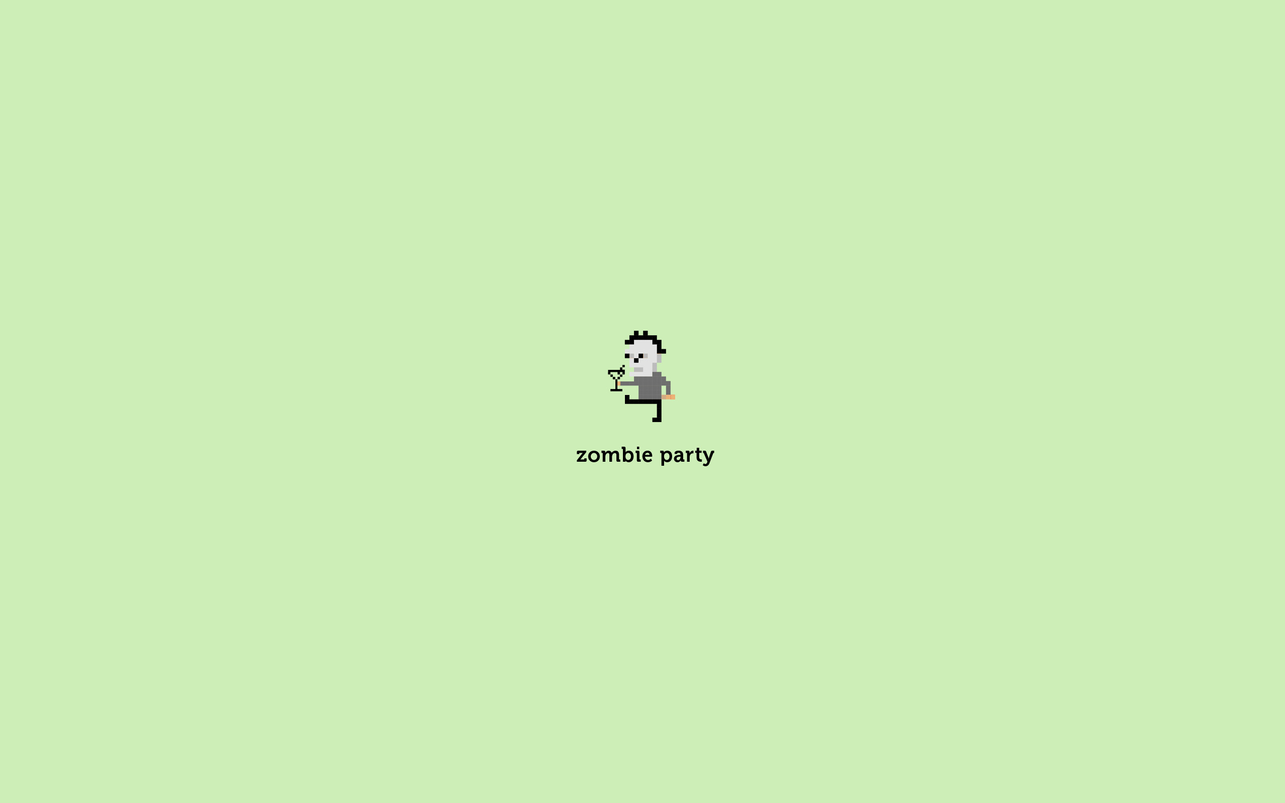 Zombie party, Illustrazione, Sfondo verde, Minimal, 2K, wallpaper per computer