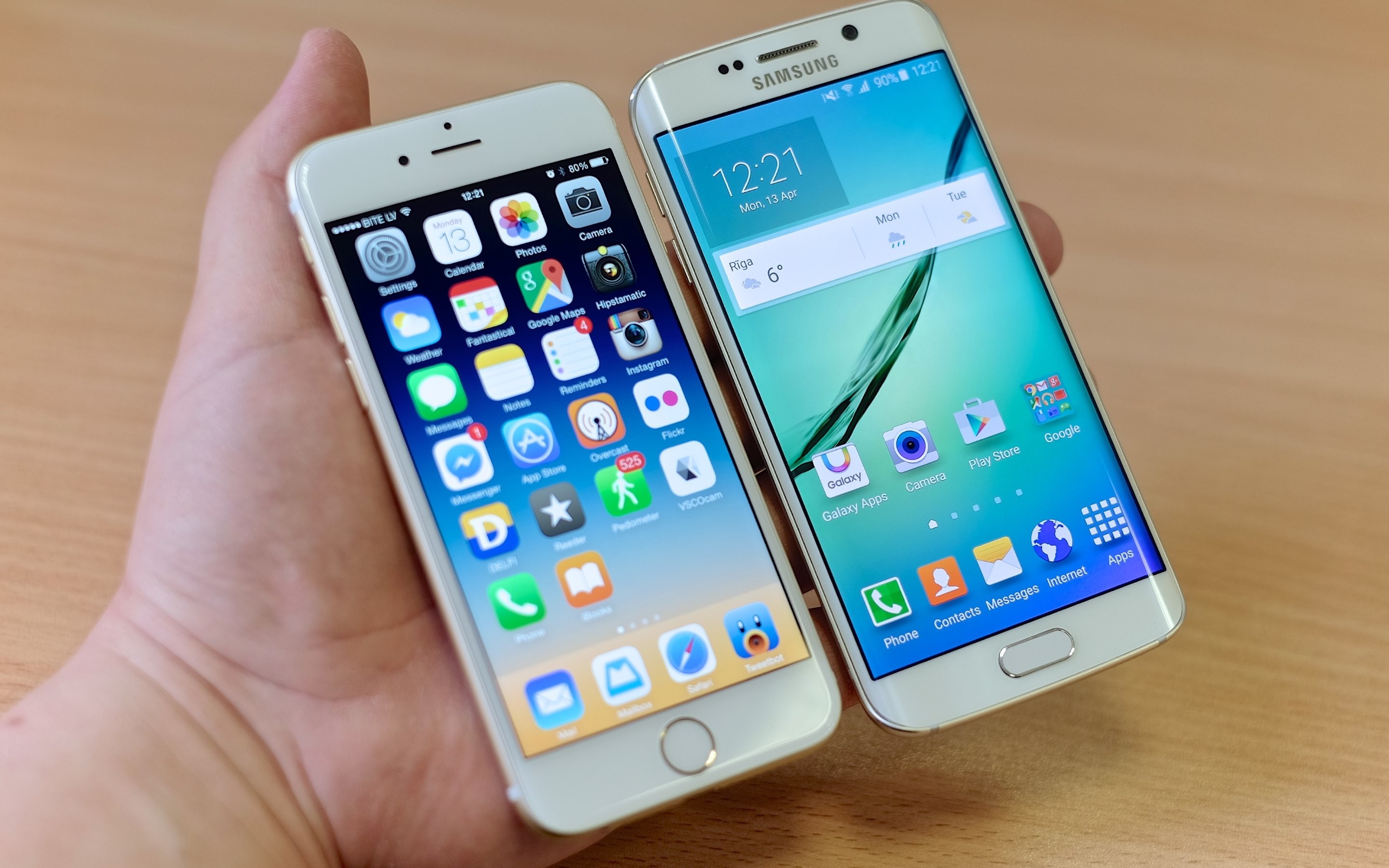 Samsung Galaxy S6 edge, iPhone 6, Confronto, Smartphone, 16:10 2K, sfondo widescreen