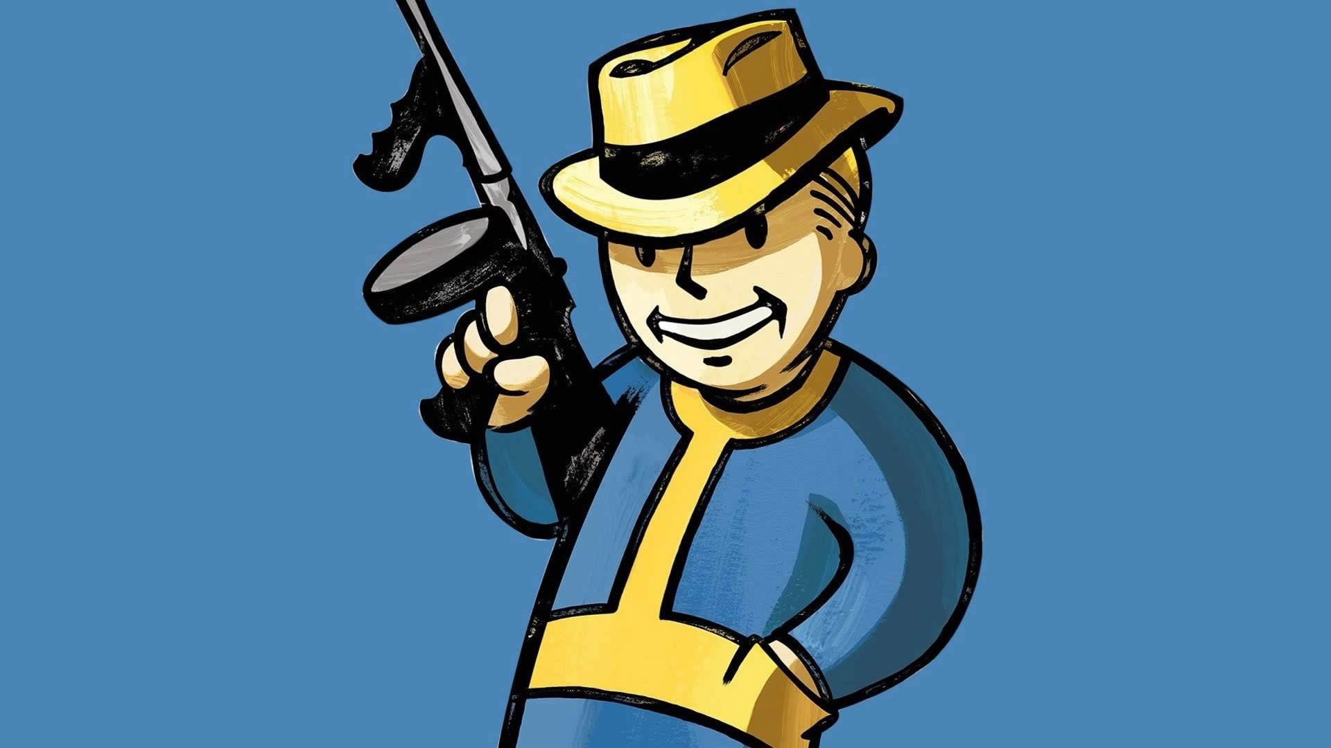 Vault Boy, Fallout, Mitra Thompson, Fedora, Sfondo blu, 1920x1080, wallpaper desktop