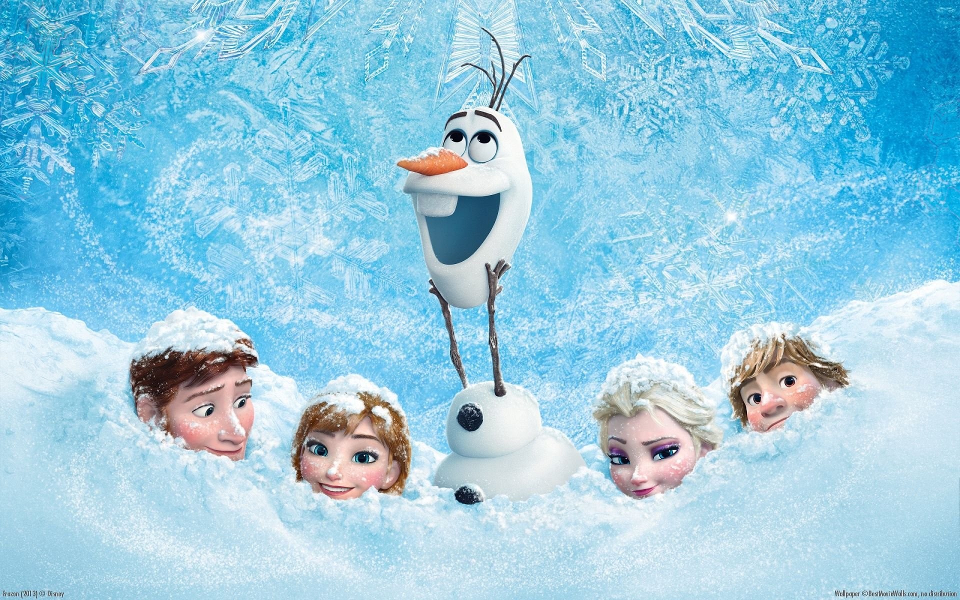 Olaf, Anna, Elsa, Kristoff, Hans, Frozen - Il regno di ghiaccio, Neve, sfondo Full HD per portatile
