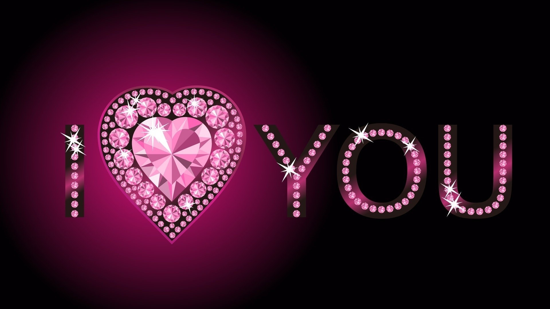 I Love You, Cuore di strass, Rosa, 16:9 Full HD, sfondo widescreen