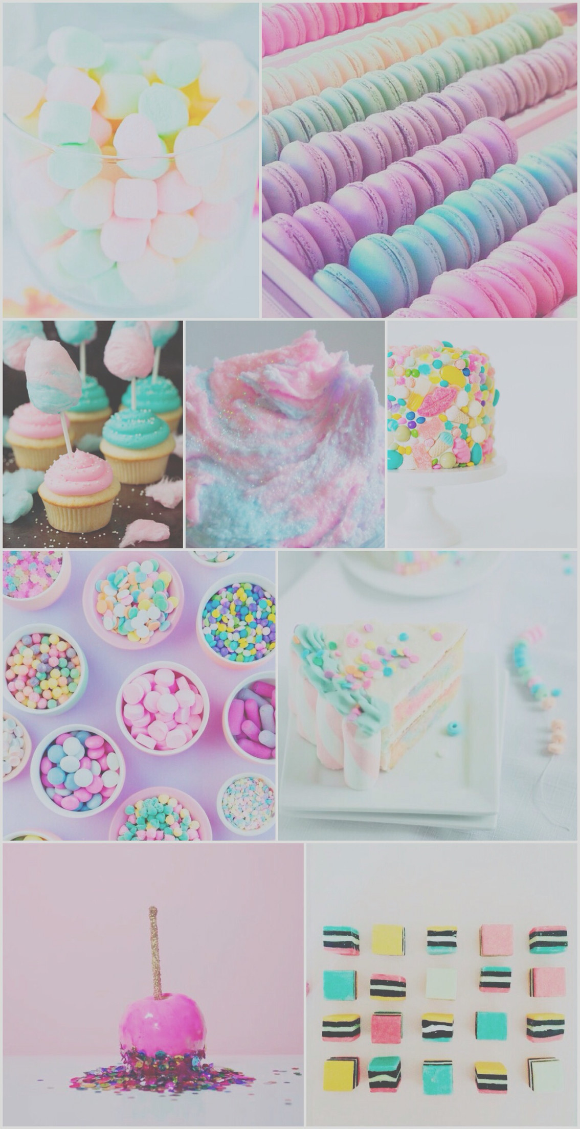Collage, Dolci, Macarons, Cupcake, Full HD, wallpaper per smartphone