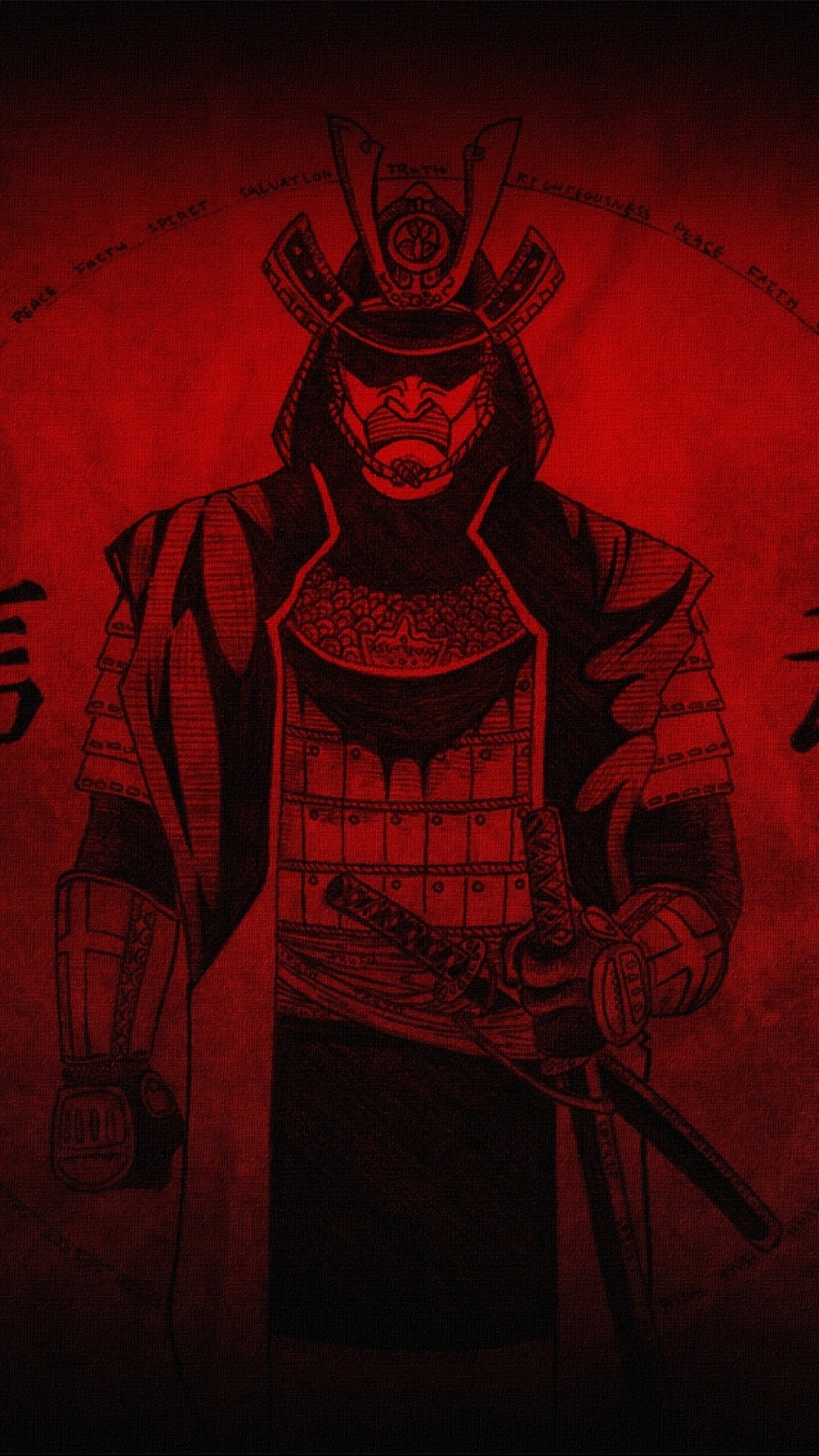 Samurai, Armatura, Rosso, Full HD, sfondo per iPhone e Android