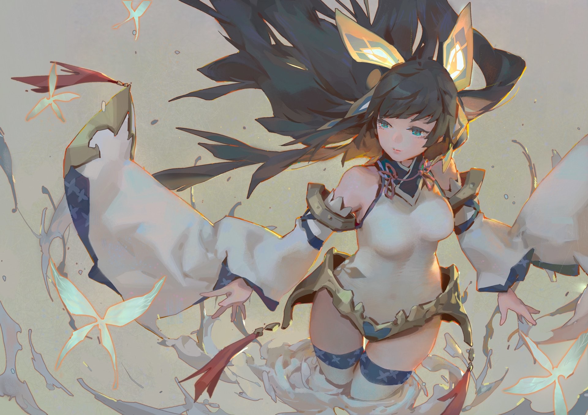 Ragazza anime, Fantasy, Toni pastello, Illustrazione, Full HD, sfondo Windows 11