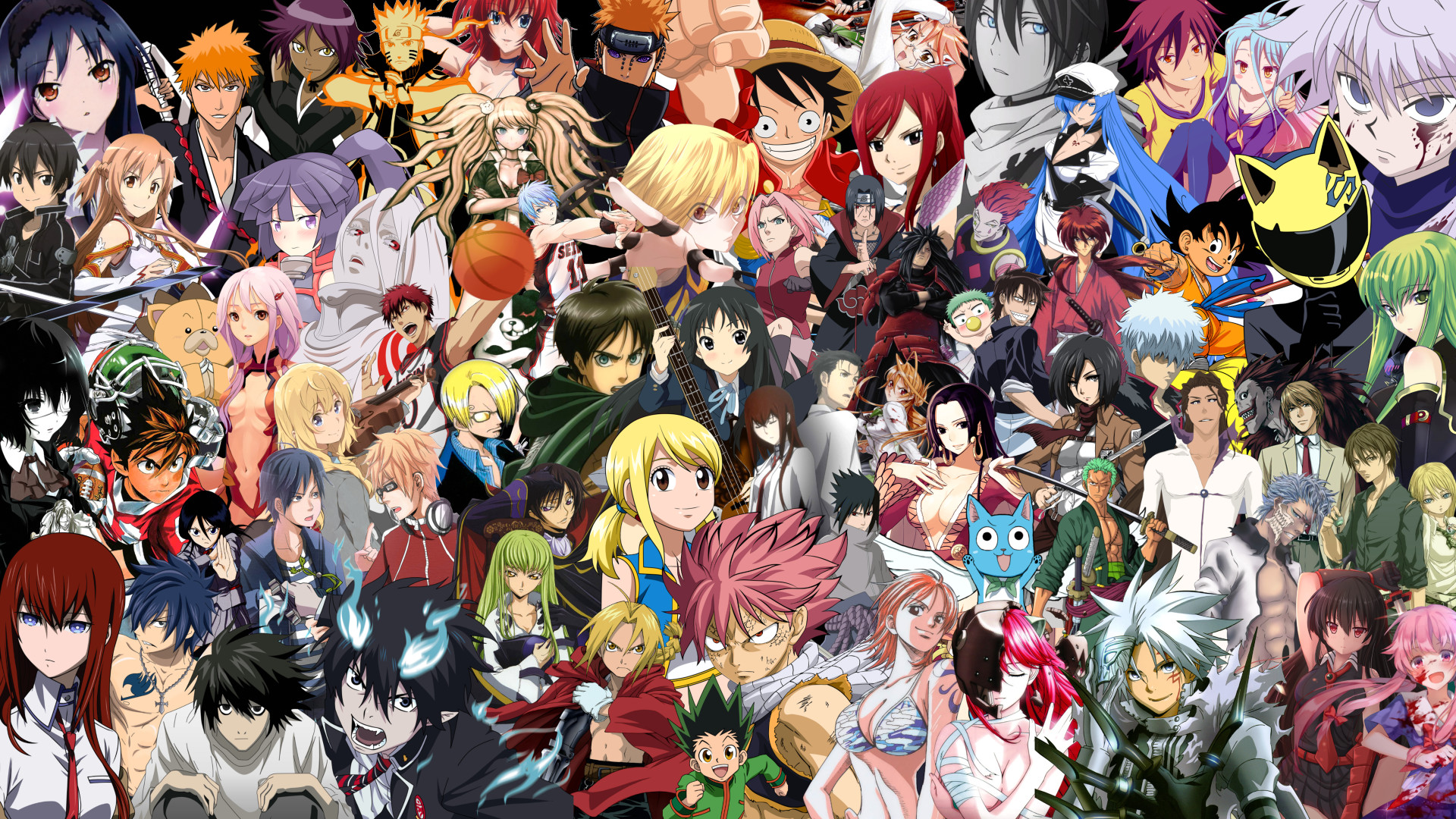 Naruto Uzumaki, Crossover anime, Collage, Personaggi anime, Full HD, sfondo per PC e portatile