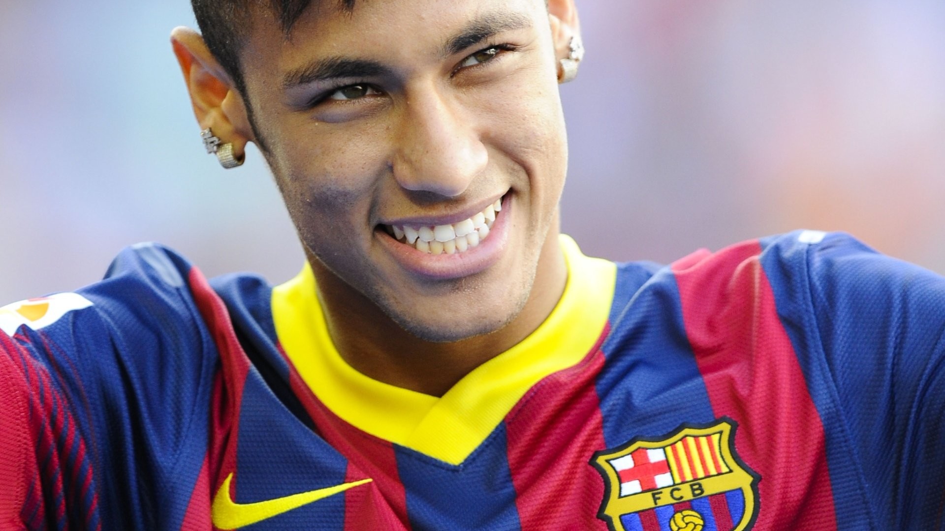 Neymar, FC Barcelona, Sorriso, Primo piano, Full HD, sfondo per portatile