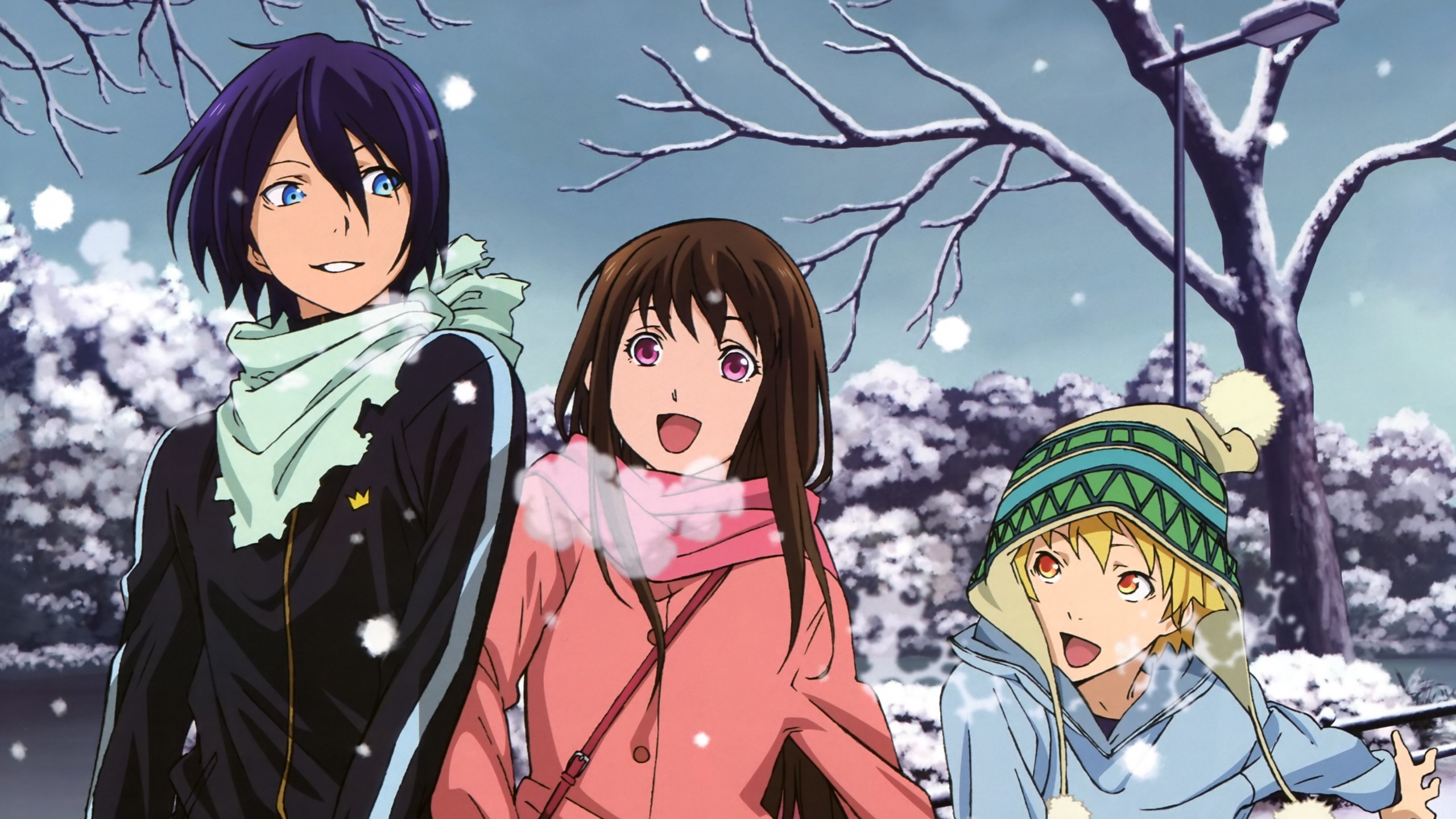 Yato, Hiyori Iki, Yukine, Noragami, Neve, Sciarpe, 2K, wallpaper desktop