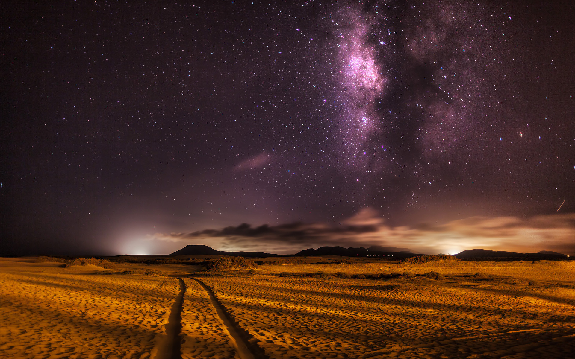 Via Lattea, Deserto, Sentiero, Notte, 1920x1200, immagine di sfondo