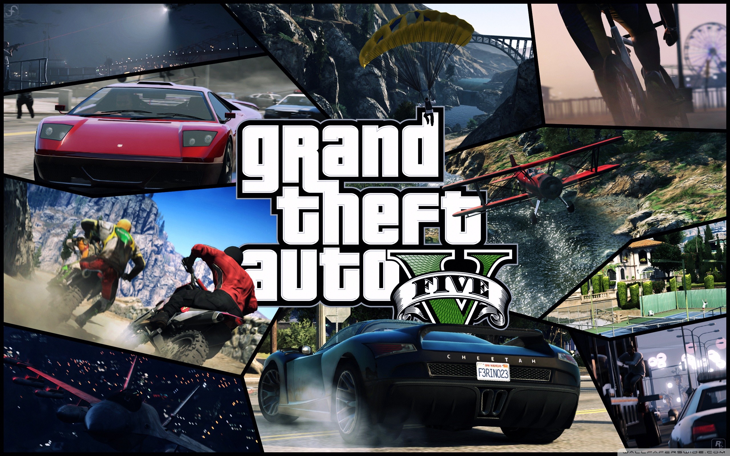 Grand Theft Auto V, Logo, Collage, Auto sportive, 2560x1600, sfondo per PC
