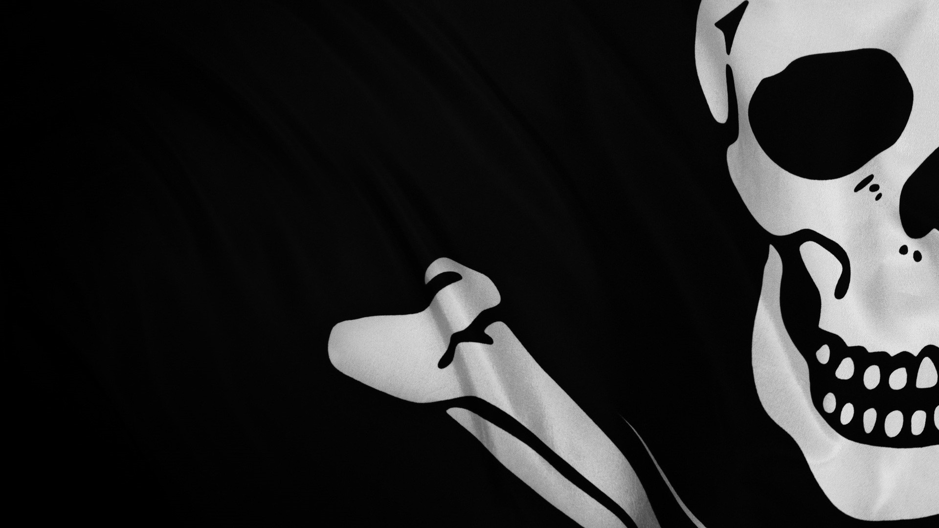 Jolly Roger, Teschio, Bandiera pirata, Sfondo nero, 1920x1080, wallpaper desktop