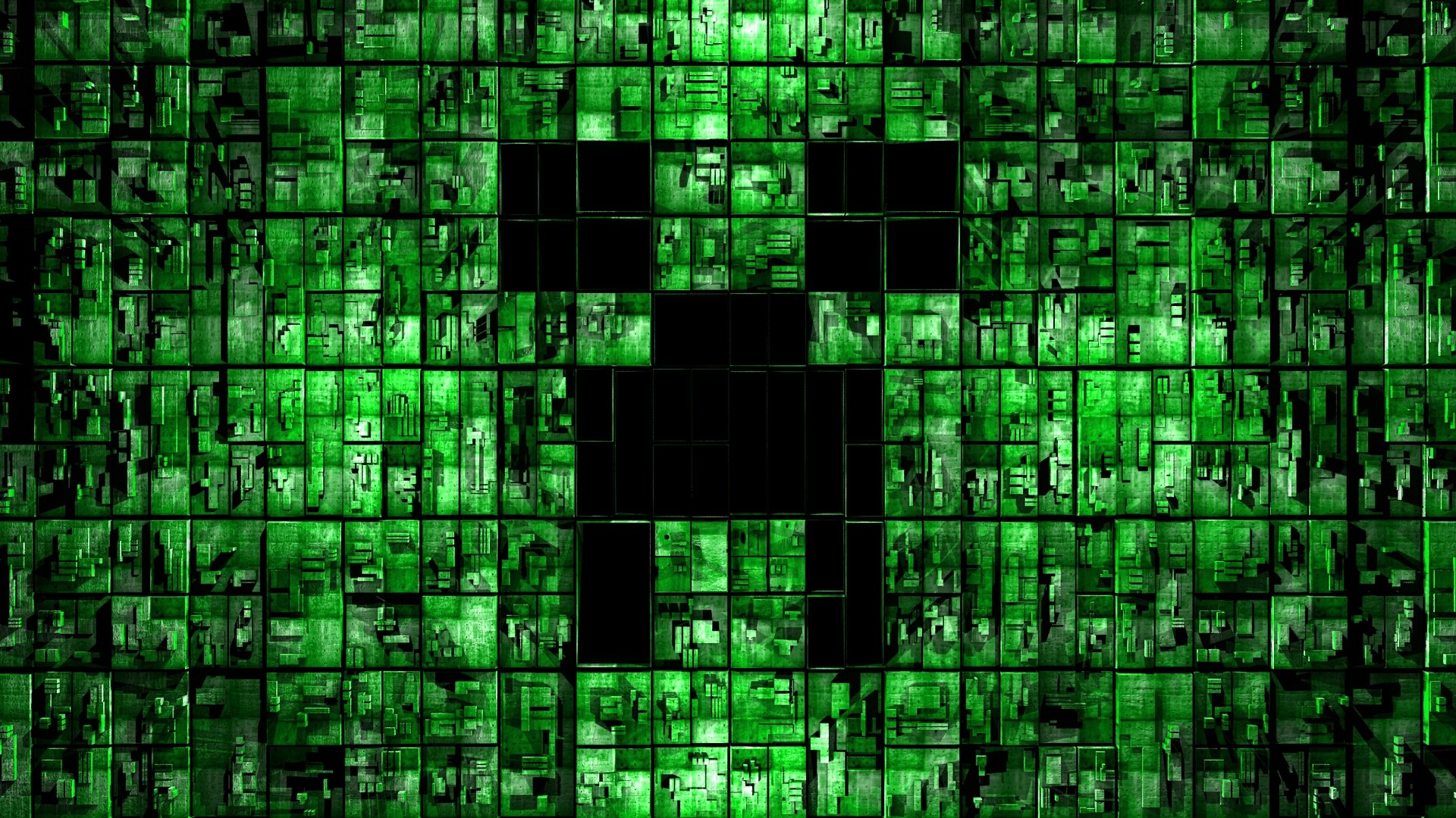 Creeper, Minecraft, Mosaico, Verde, Full HD, sfondo desktop