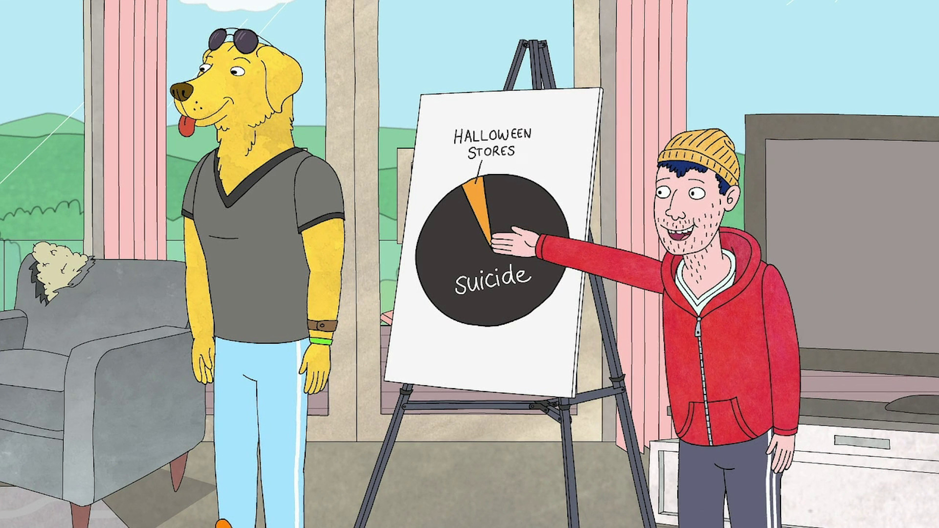 Mr. Peanutbutter, Todd Chavez, BoJack Horseman, Grafico a torta, sfondo 1920x1080 per PC