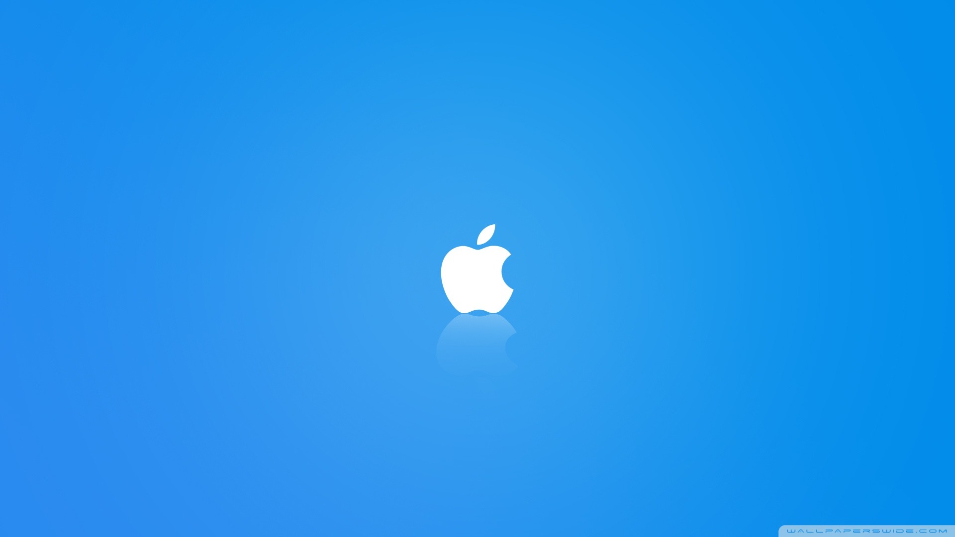 Logo Apple, Blu, Riflesso, Minimalista, Full HD, immagine di sfondo Mac