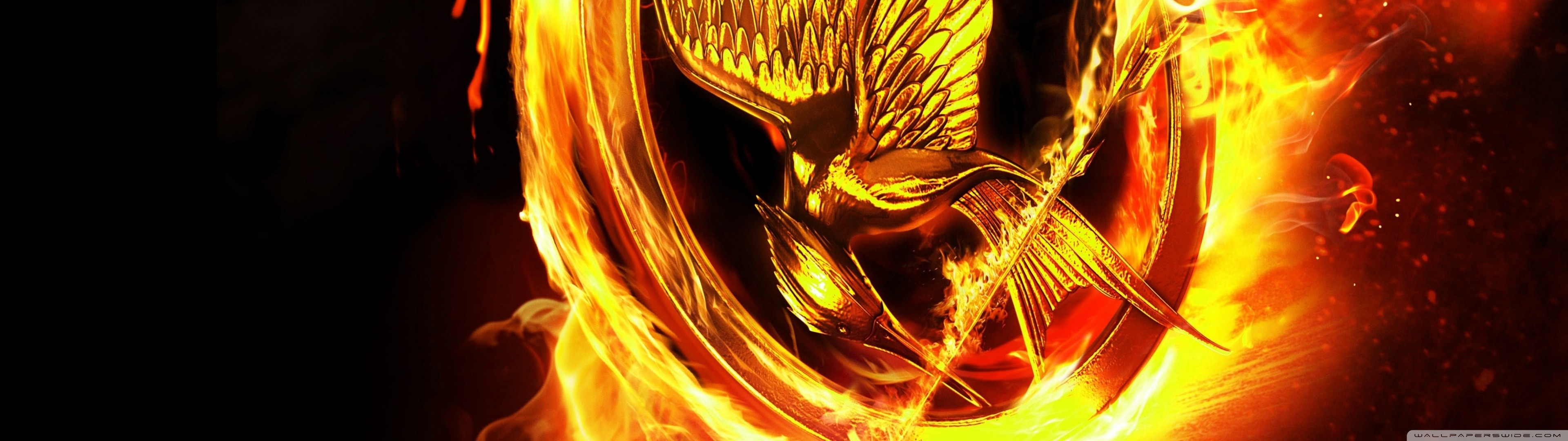 Hunger Games, Ghiandaia imitatrice, Fuoco, 3840x1080, immagine di sfondo