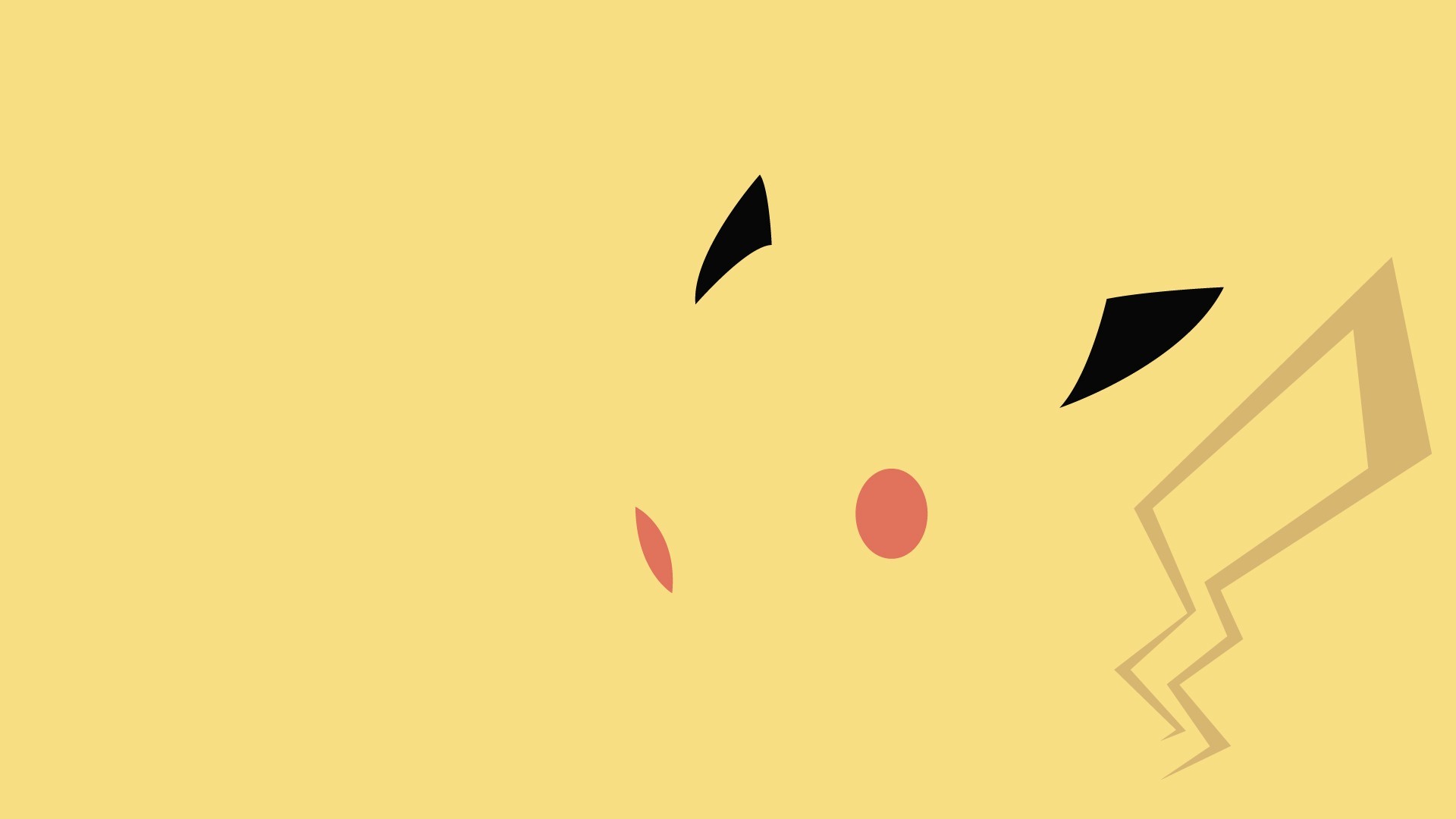 Pikachu, Pokémon, Minimalismo, Giallo pastello, 1920x1080, sfondo per PC