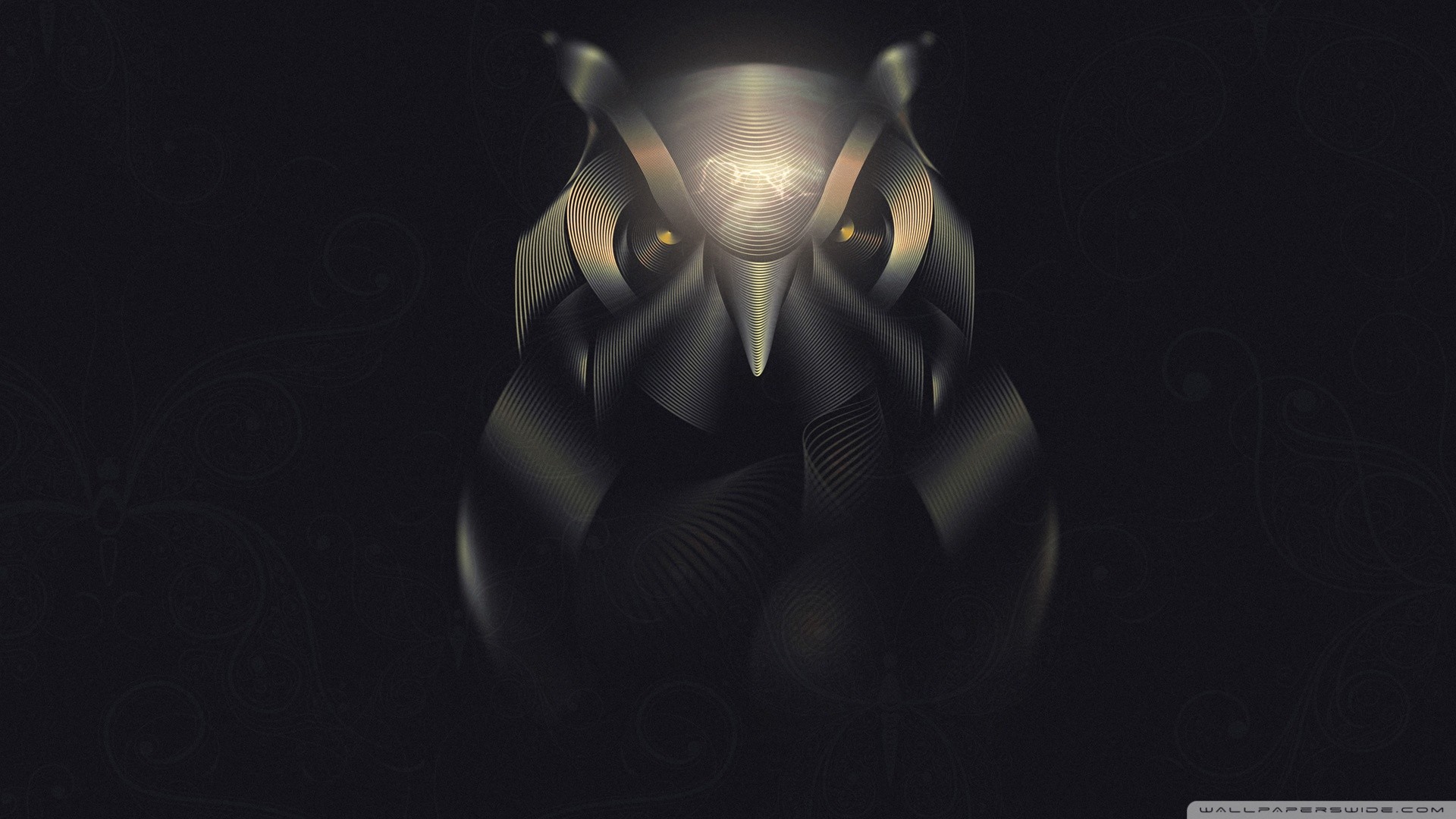 Gufo, Arte astratta, Sfondo scuro, Grafica, Full HD, wallpaper per PC