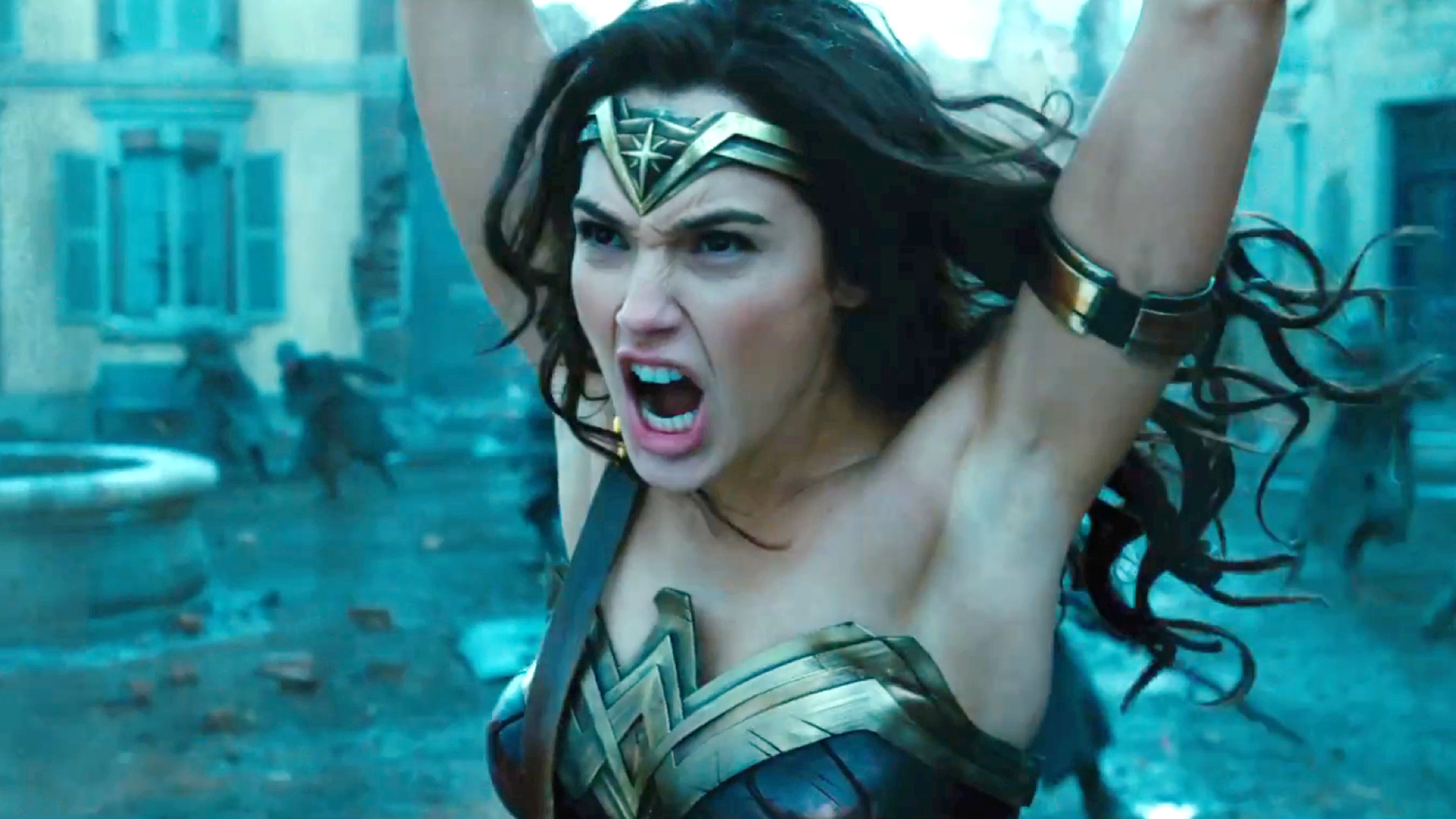 Wonder Woman, Gal Gadot, Wonder Woman (2017), Urlo, Battaglia, Full HD, sfondo per PC