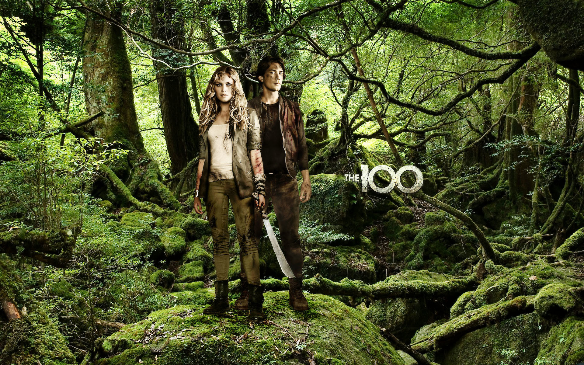 The 100, Eliza Taylor, Bob Morley, Foresta, Logo, 1920x1200, wallpaper desktop