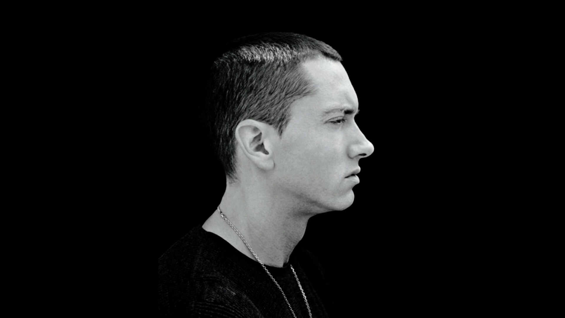 Eminem, Profilo, Bianco e nero, 1920x1080, immagine di sfondo