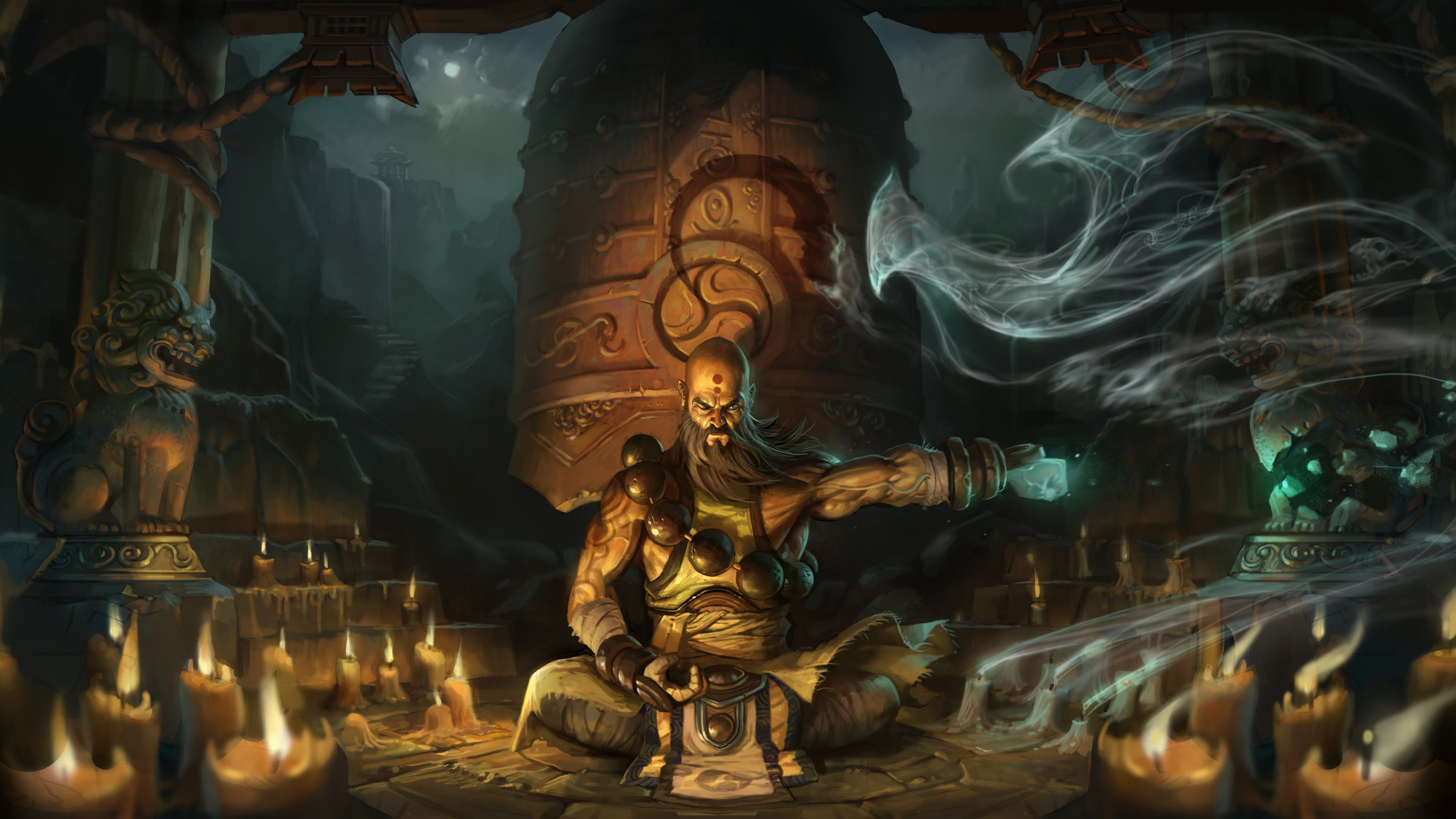 Monaco (Diablo III), Diablo III, Candele, Tempio, 4K, sfondo per portatile