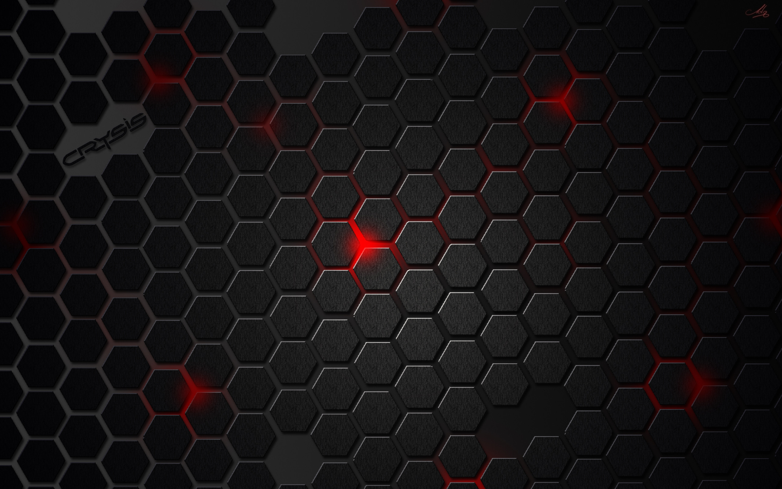 Crysis, Esagoni, Rosso, Sfondo scuro, 2560x1600, wallpaper desktop