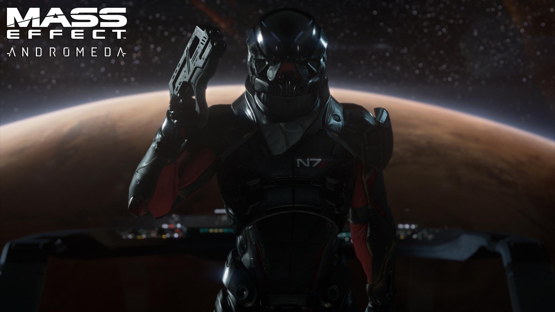 Mass Effect: Andromeda, Ryder, Armatura N7, Tempest, Logo, Full HD, sfondo desktop