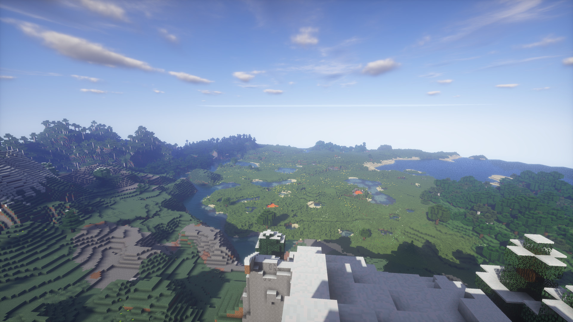Minecraft, Paesaggio, Montagne, Vista panoramica, 16:9 Full HD, sfondo widescreen