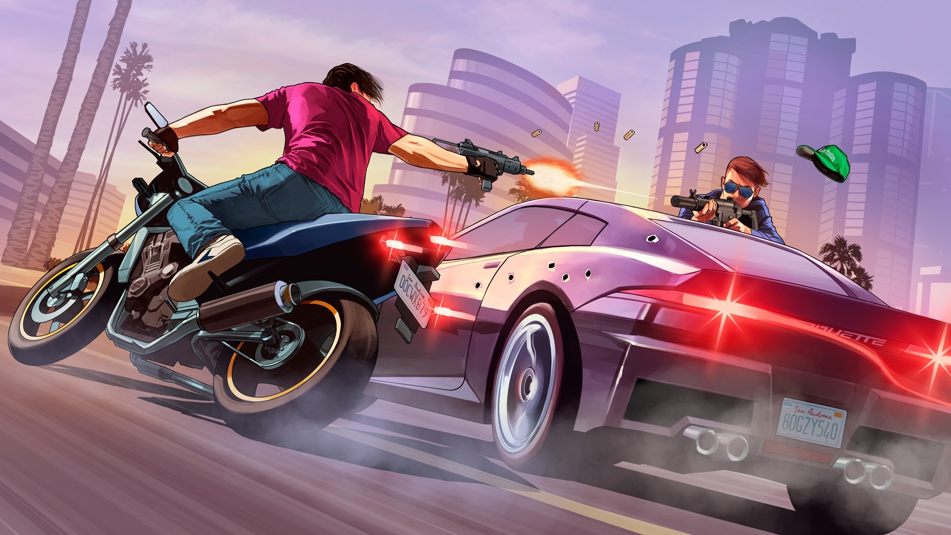 Grand Theft Auto V, Moto, Sparatoria, Inseguimento, 1920x1080, immagine di sfondo