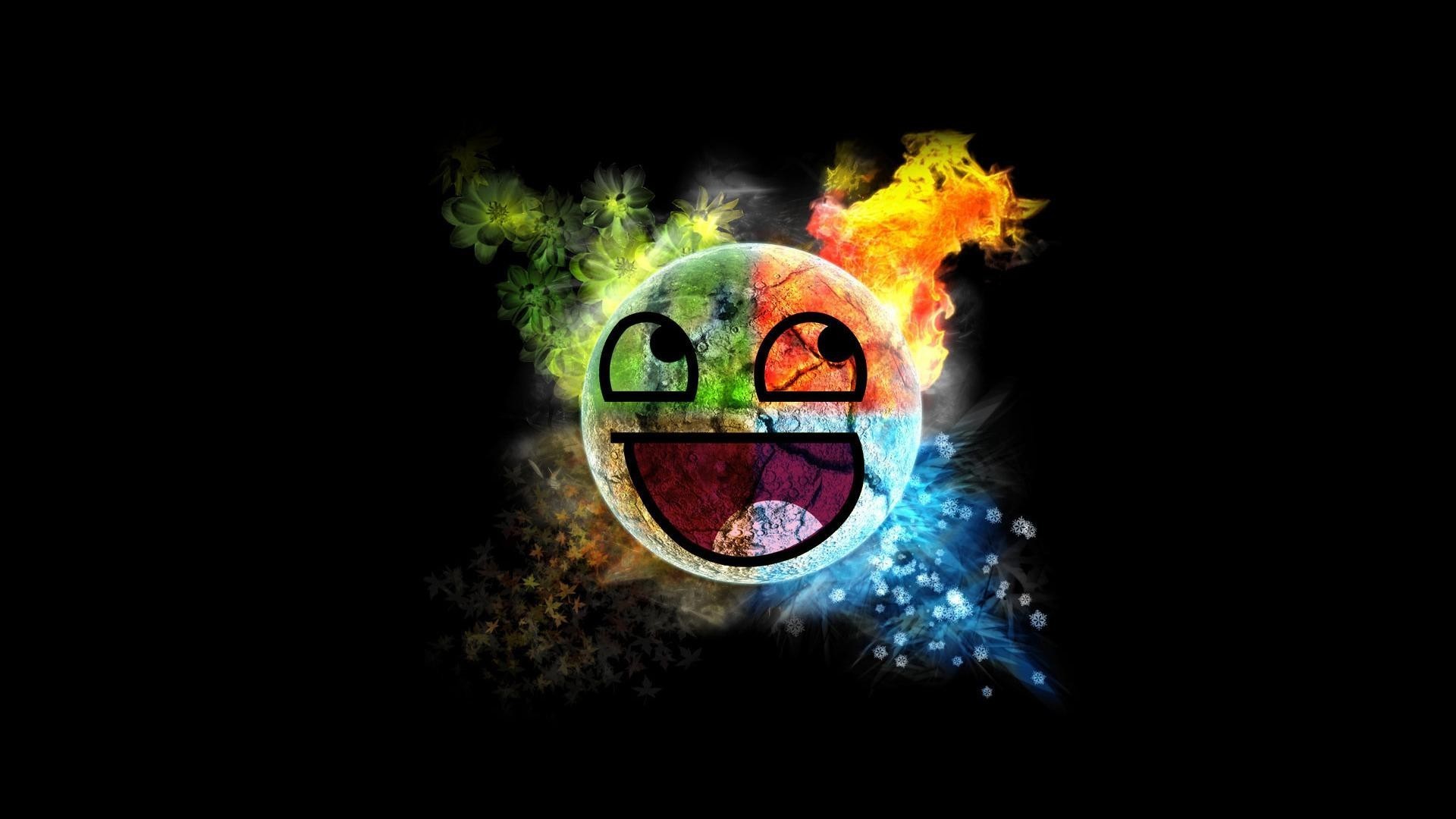 Awesome Face, Meme, Fuoco e ghiaccio, Sfondo nero, 16:9 Full HD, wallpaper widescreen