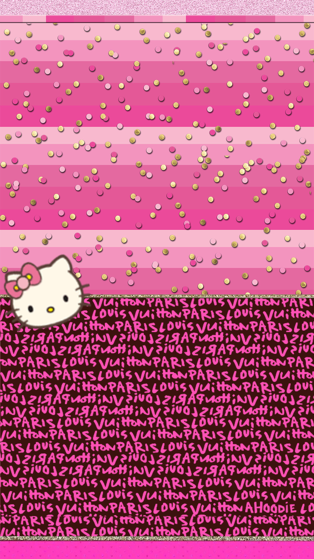 Hello Kitty, Glitter, Rosa, Motivo, Kawaii, 1080x1920, schermata di blocco iPhone