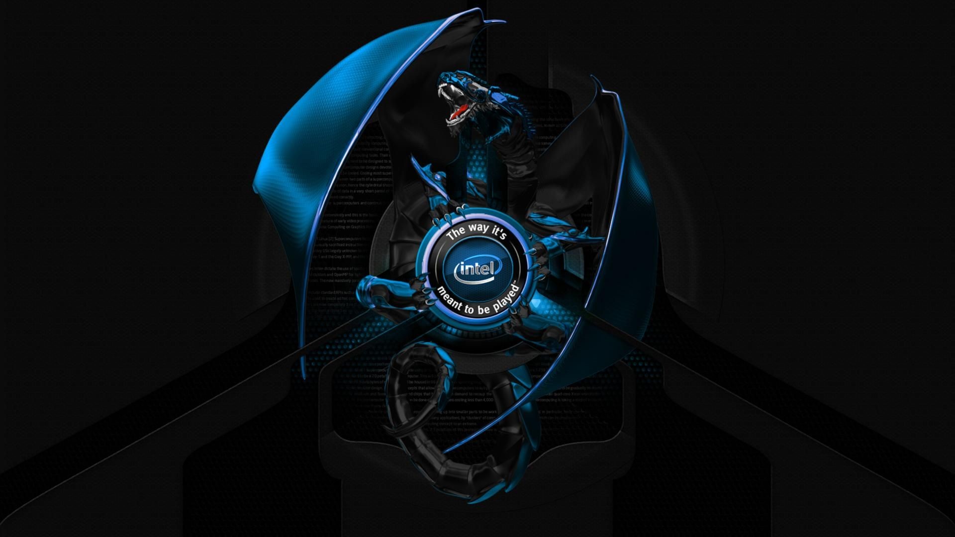 Drago, Logo, Blu, Sfondo nero, 16:9 Full HD, wallpaper widescreen