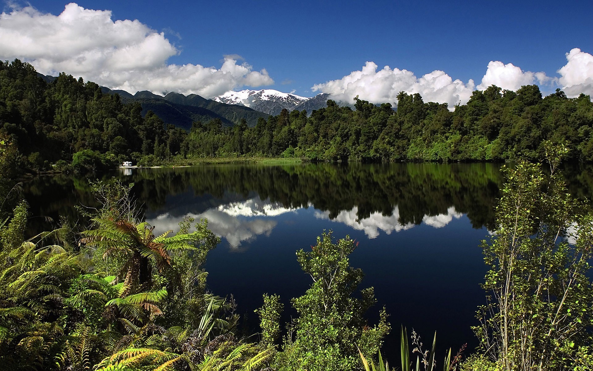 Lago, Foresta, Montagne, Riflesso, sfondo desktop PC