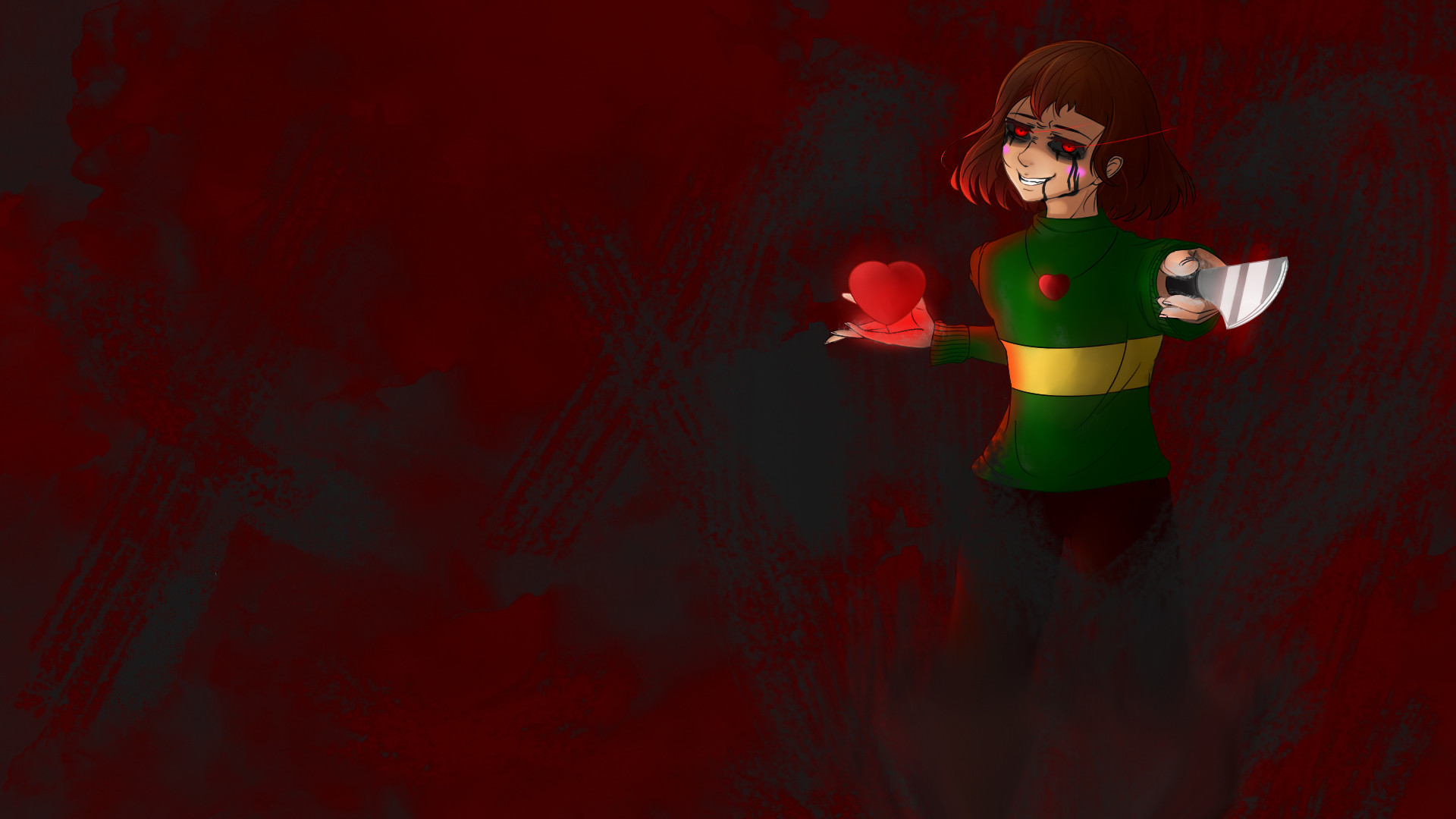 Chara, Undertale, Cuore rosso, Rosso scuro, Full HD, sfondo Windows 11