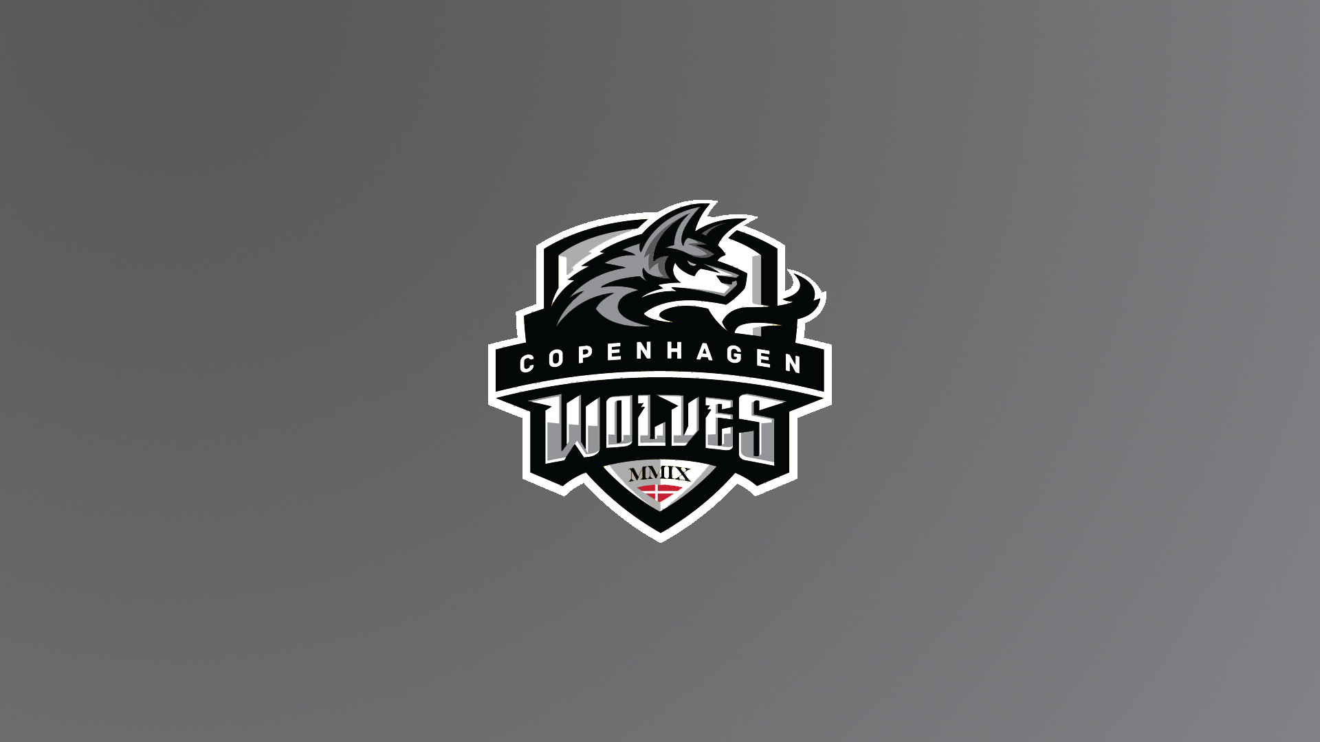 Copenhagen Wolves, Logo, Esport, Sfondo grigio, 16:9 Full HD, wallpaper widescreen