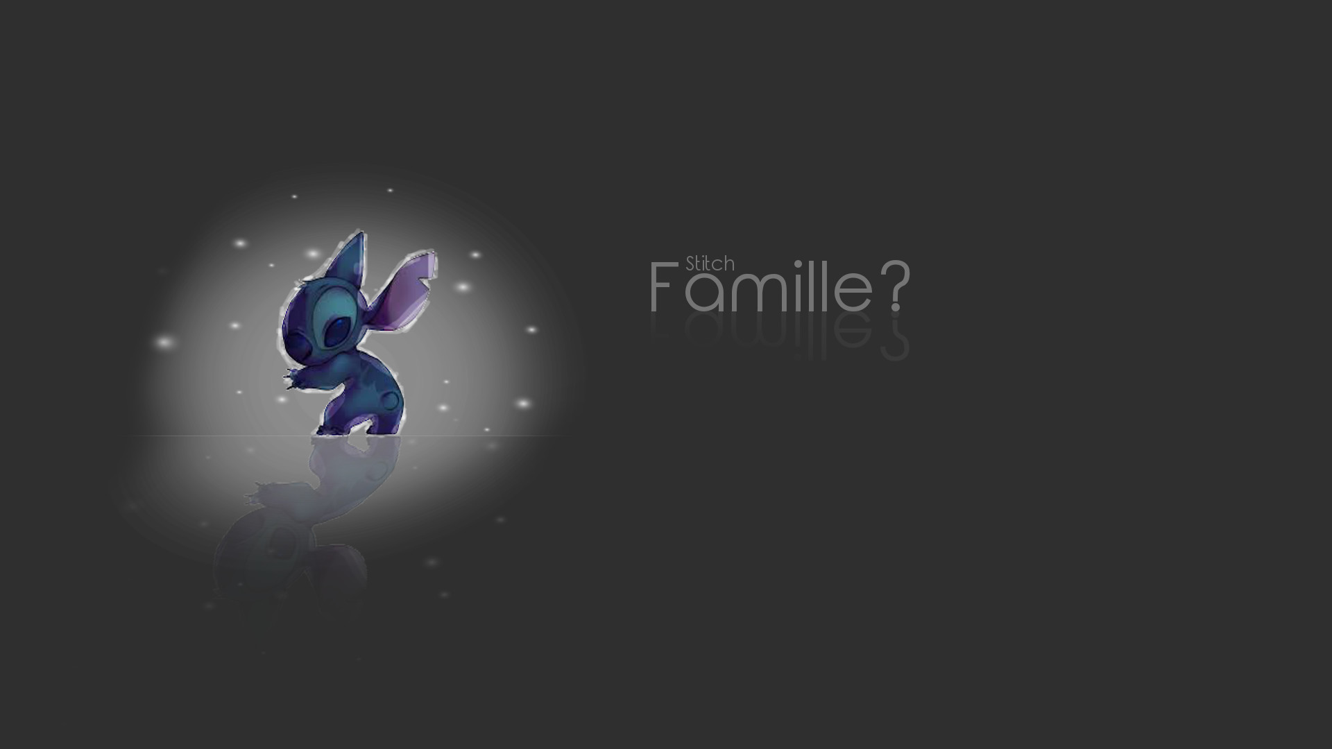 Stitch, Famille?, Ohana, Sfondo grigio, Minimalismo, 1920x1080, wallpaper desktop